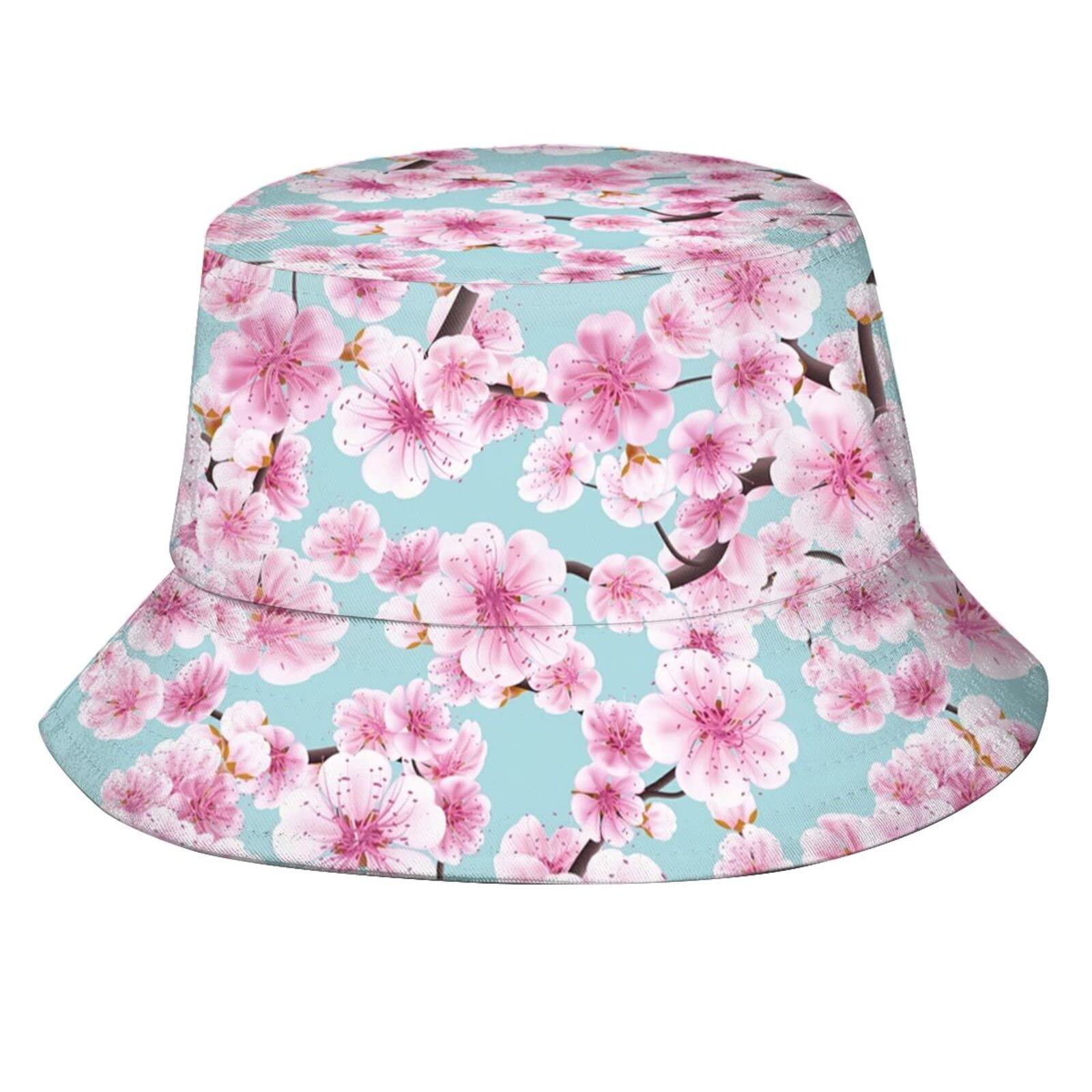 KiuLoam Pink Cherry Blossom Unisex Bucket Hat - Packable Fisherman Hat for Outdoor Summer Travel, Hiking & Beach | Sun Protection for Men & Women | Perfect for Picnics, Festivals & Vacation