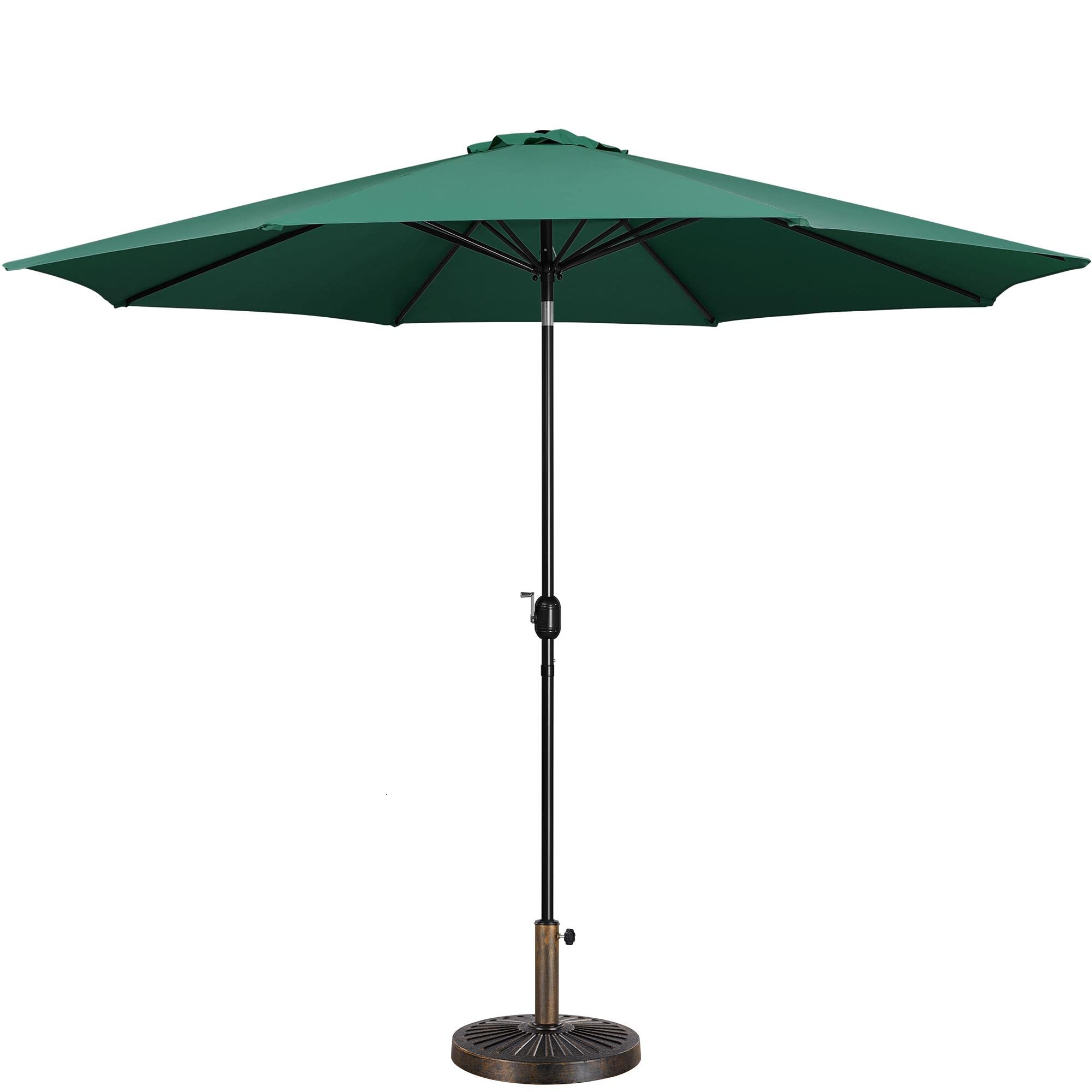 Yaheetech 11FT Heavy Duty Outdoor Patio Umbrella with 30lb Base - Dark Green Market Umbrella with Push Button Tilt, Crank & Sturdy Steel Ribs for Garden, Poolside, Deck & Backyard Relaxation