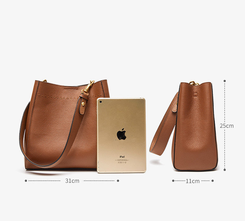 Stylish Versatile Leather Bucket Bag for Women - Fashionable Crossbody & Shoulder Bag - Perfect for Work, Travel & Everyday Use