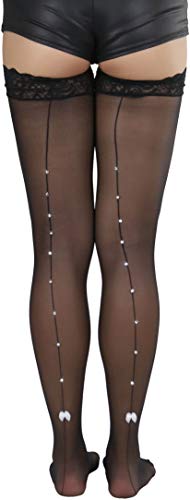 Classy Rhinestone Backseam Sheer - Black
