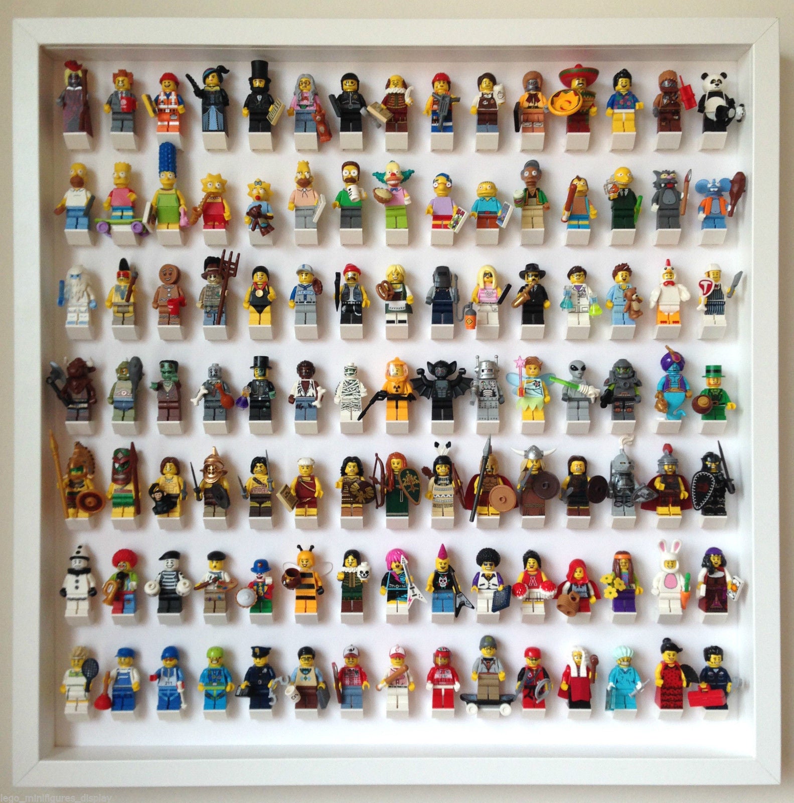 White Large Display Frame for 105 Lego® Minifigures - Perfect for Collectors & Home Decor | Showcase Your Miniature Collection