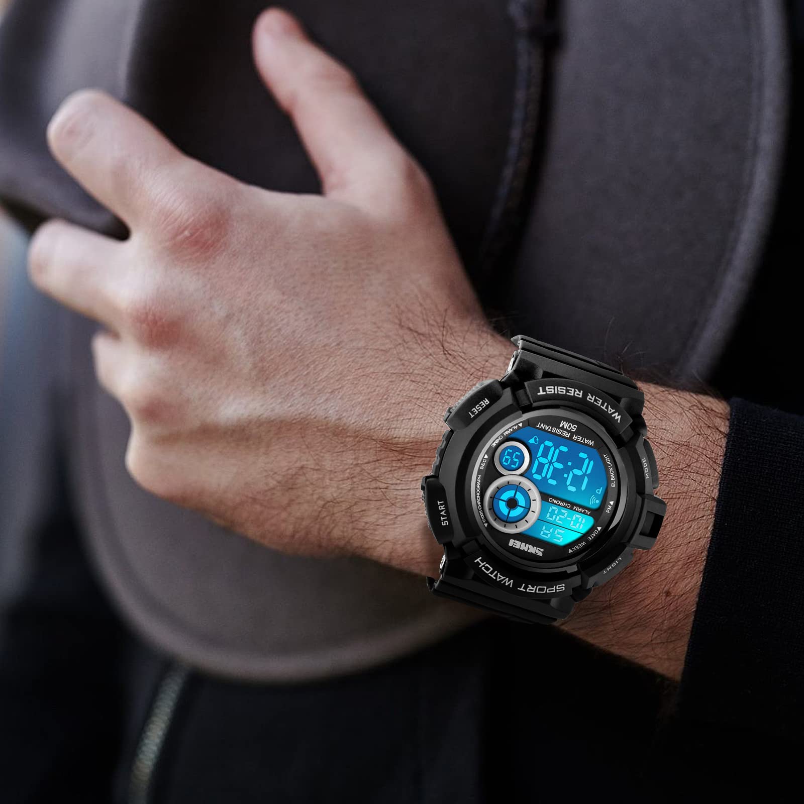 FANMIS Men's Military Digital Watch - 50M Water Resistant LED Backlight Sports Watch with Multifunction for Outdoor, Hiking & Casual Wear | Unisex Electronic Wristwatch for Men & Women