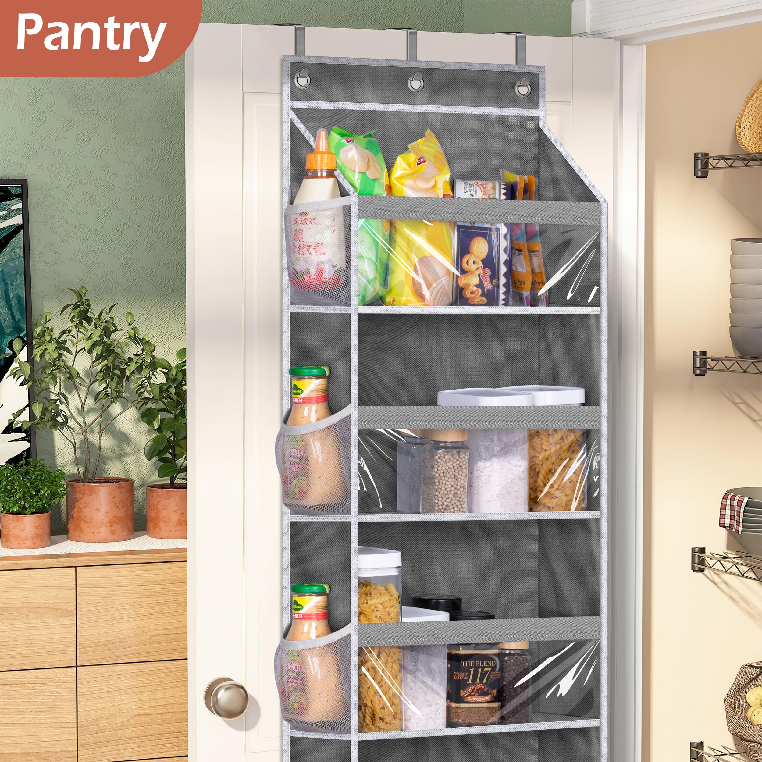 MISSLO Over The Door Organizer - 6 Large Pockets & 12 Side Pockets Hanging Storage for Closet, Bathroom, Pantry | Heavy Duty Baby Organizer for Nursery, Clothes, Toys & Diapers | Space Saving Solution for Bedroom & Home Organization