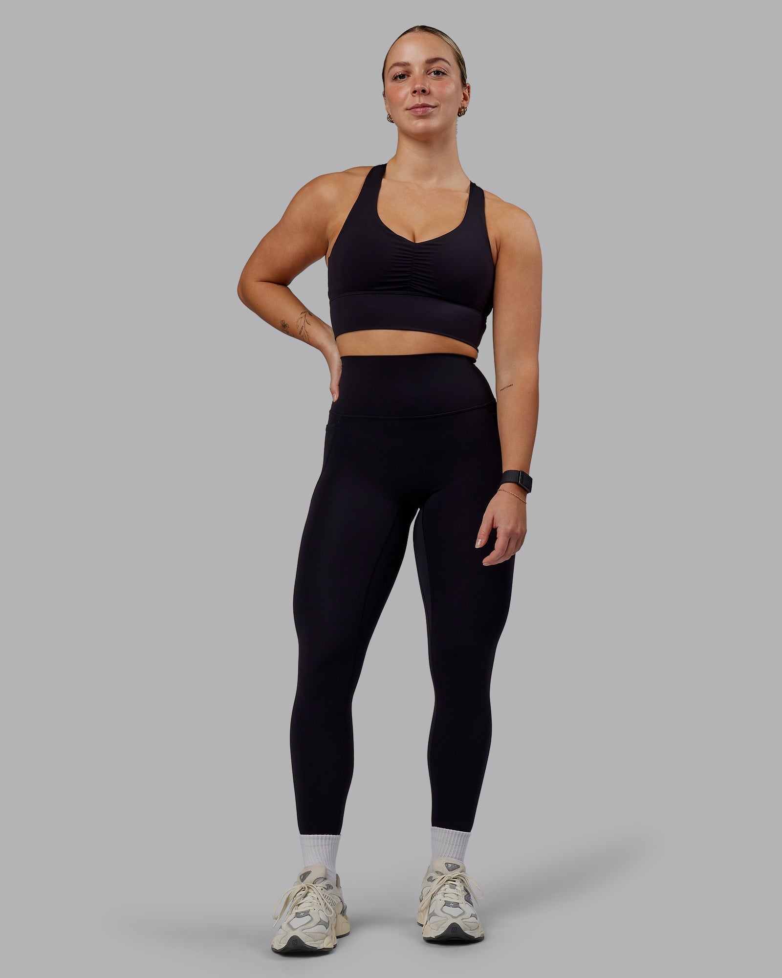 Evoke Longline Sports Bra for Women - High Support Workout Bra, Breathable & Comfortable for Running, Yoga, Gym - Black
