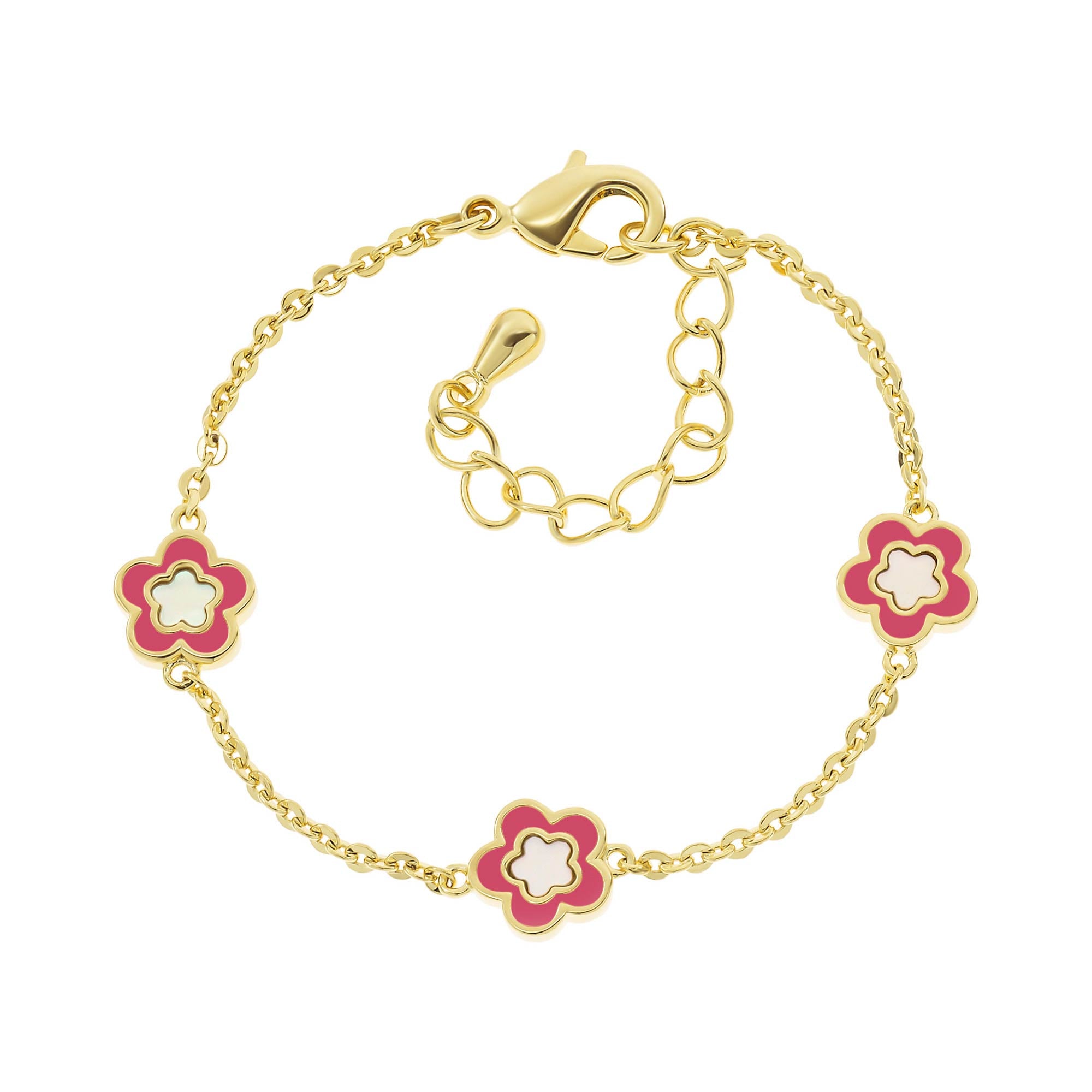 Exquisite Cameo Collection Mother of Pearl Enamel Flower Bracelet - Vintage Jewelry for Women, Elegant Gift for Mother's Day, Wedding & Special Occasions