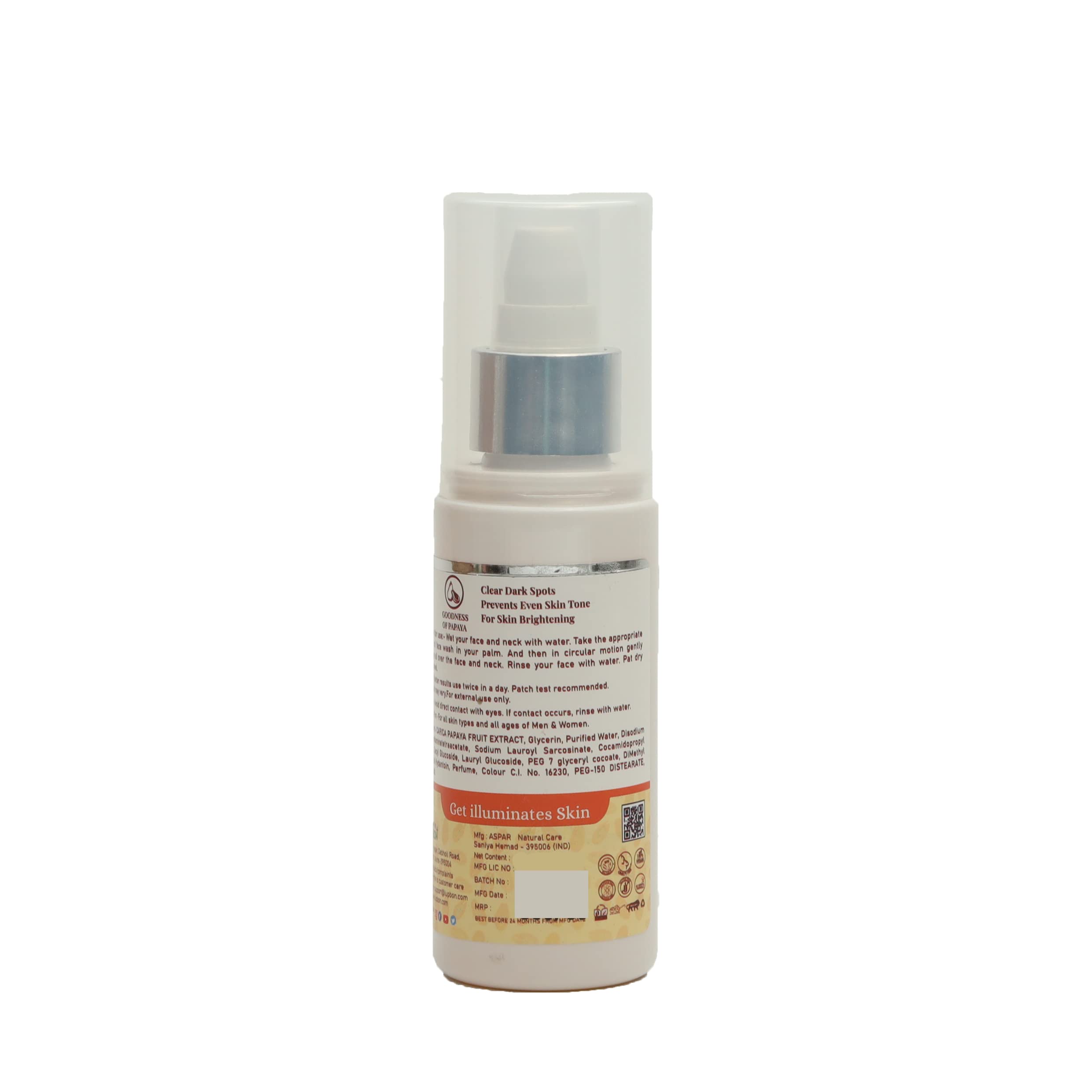 LUPBON Papaya Face Wash for Dark Spots & Exfoliation - 100ml Brightening Cleanser for Glowing Skin | Gentle Daily Use for Acne, Oily & Sensitive Skin