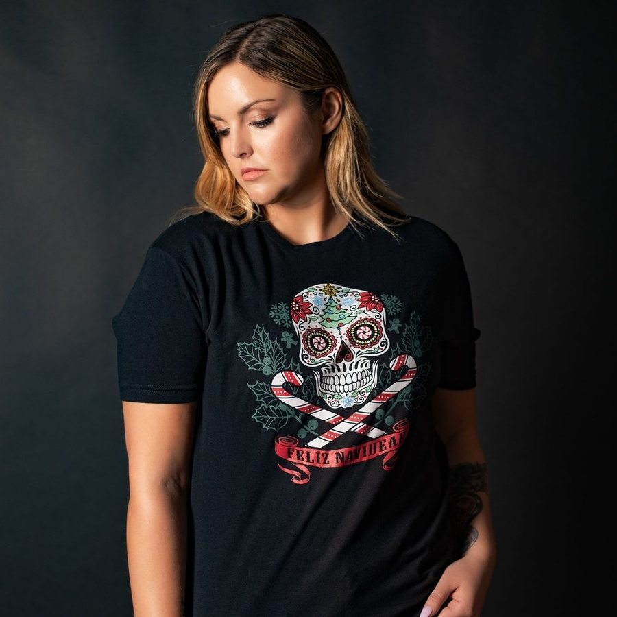 Feliz Navidead Boyfriend Fit T-Shirt for Women - Black | Christmas Holiday Party Outfit & Casual Wear