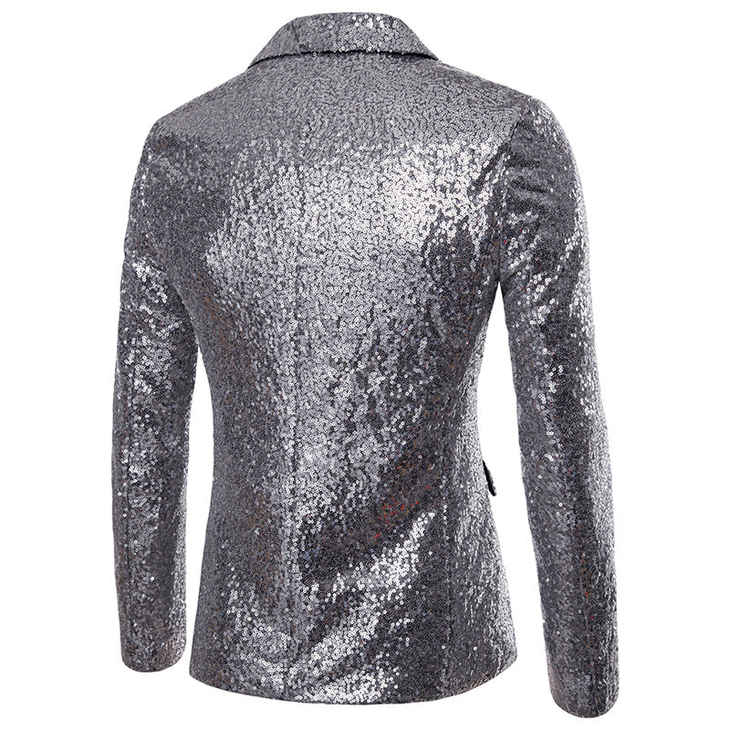 Sparkly Silver Sequin Tuxedo Blazer for Women - Elegant Party Jacket for Prom, Wedding & Evening Events