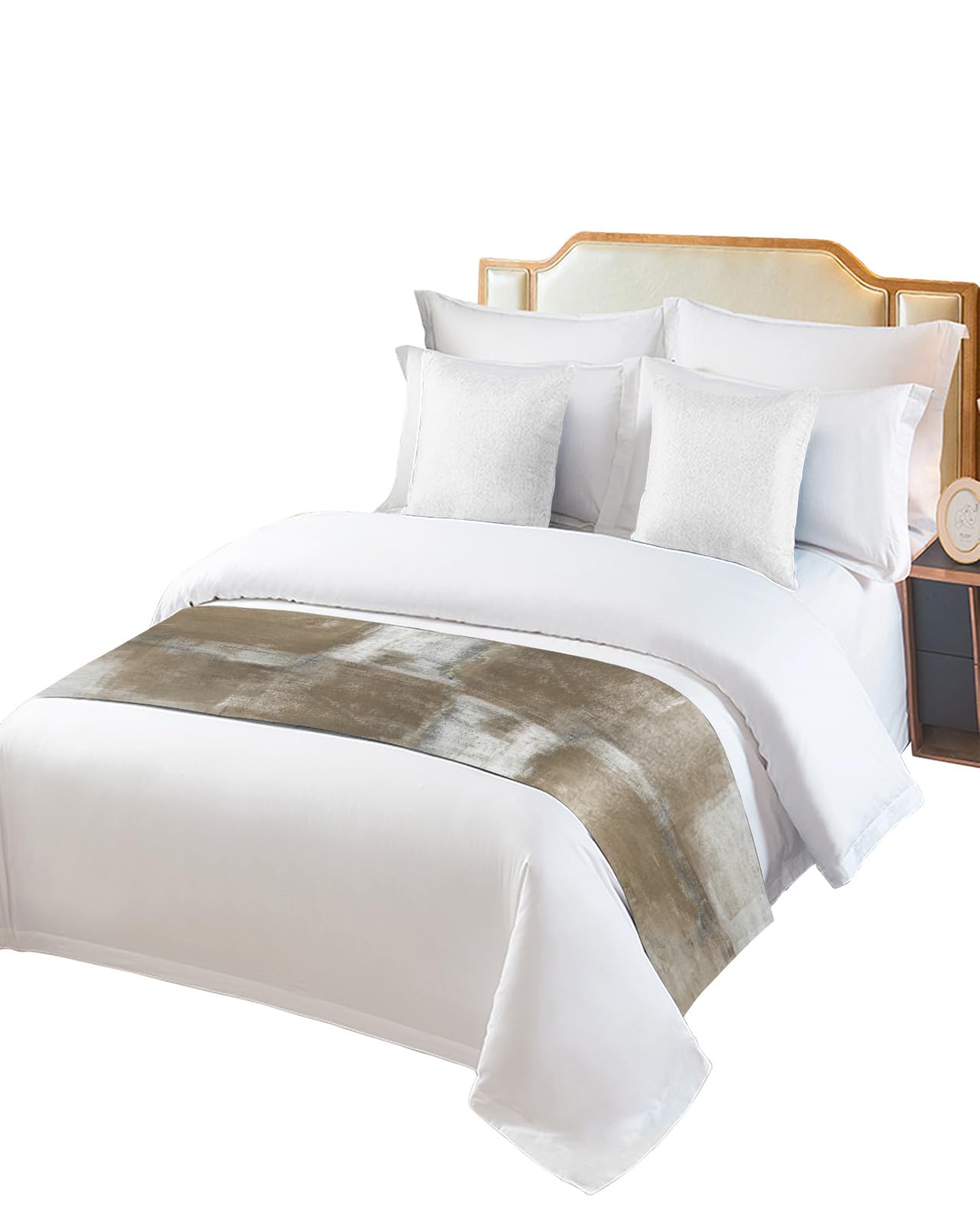 Modern Abstract Art Graffiti Taupe King Bed Runner Scarf - Fade-Resistant Decorative Bedding for Bedroom, Hotel & Guestroom - Perfect for Adding Style to Master Suites and Luxury Accommodations