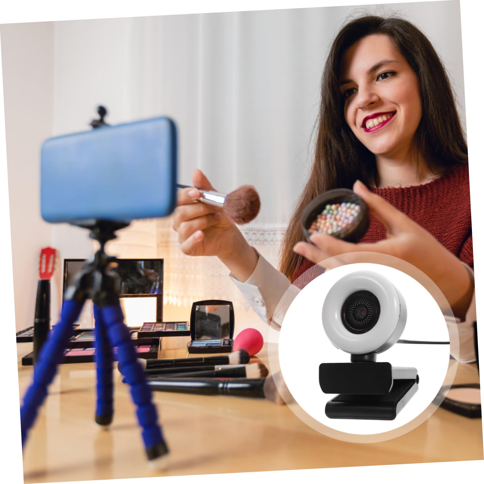 Gadpiparty 1080P HD Webcam with Built-in Microphone & LED Light - USB Computer Camera for Video Conferencing, Live Streaming, Online Classes, and Gaming