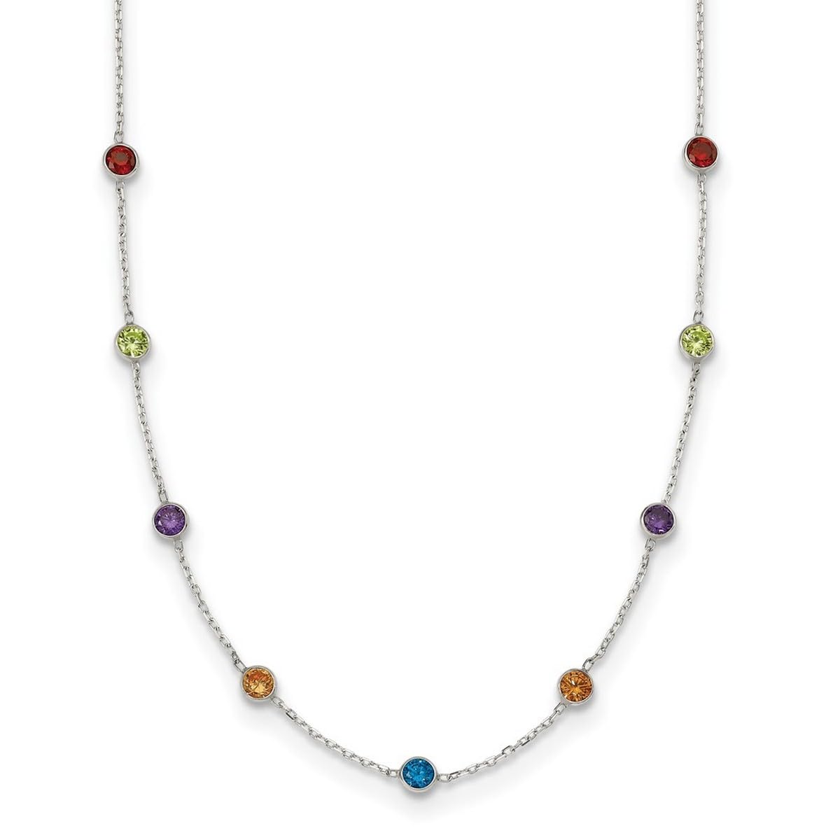 925 Sterling Silver Cubic Zirconia Necklace for Women - 18