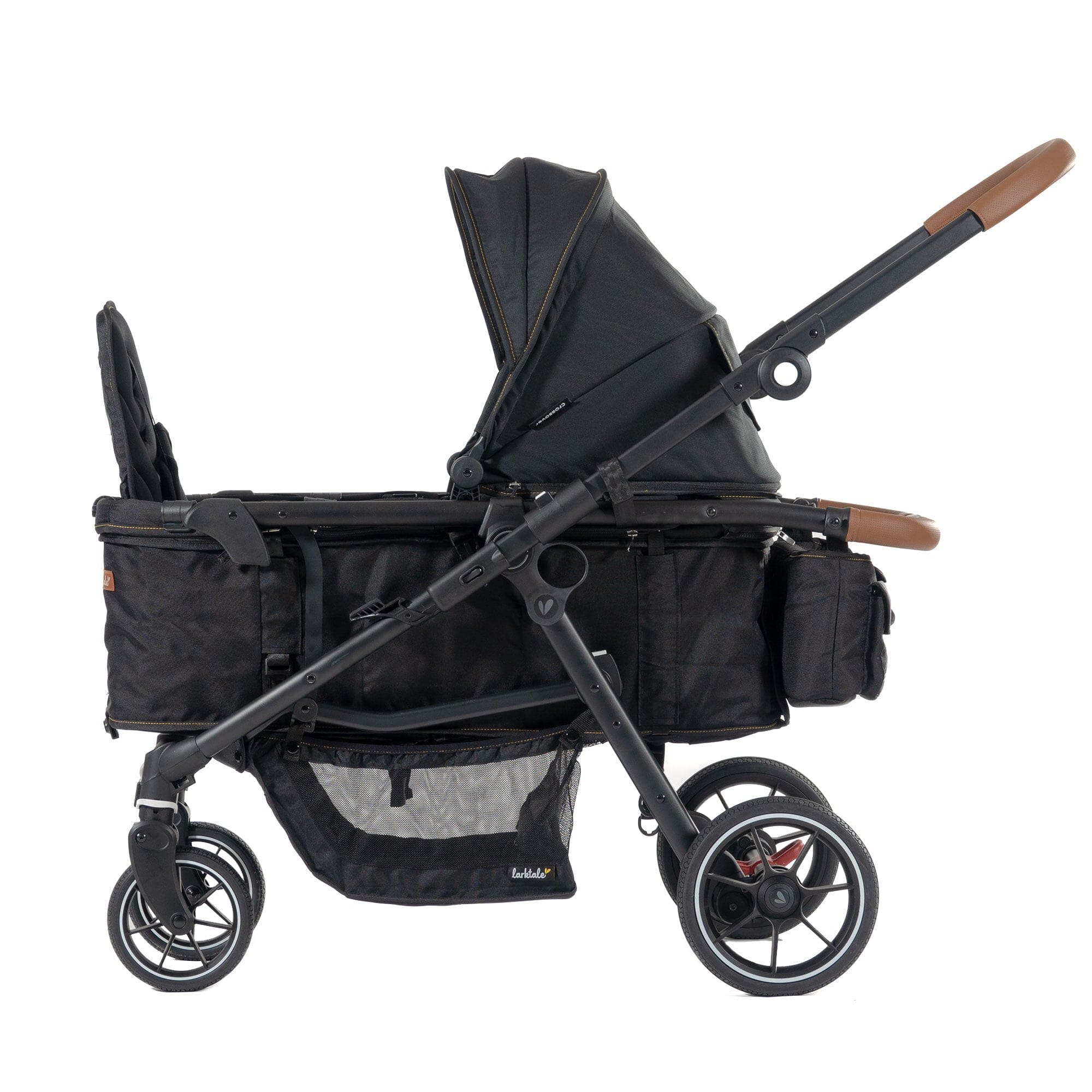 Larktale Crossover Wagon with Push Handlebar - Lightweight Foldable Stroller Wagon for Kids, Beach, Park & Outdoor Adventures