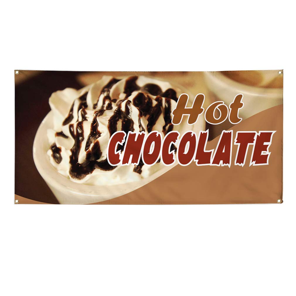 Custom Vinyl Banner 48x96 Inches - Weatherproof Outdoor Advertising Sign for Hot Chocolate, Restaurants & Food - Durable Industrial Yard Sign with 8 Grommets (Multiple Sizes Available) - Perfect for Outdoor Events, Business Promotions & Seasonal Marketing