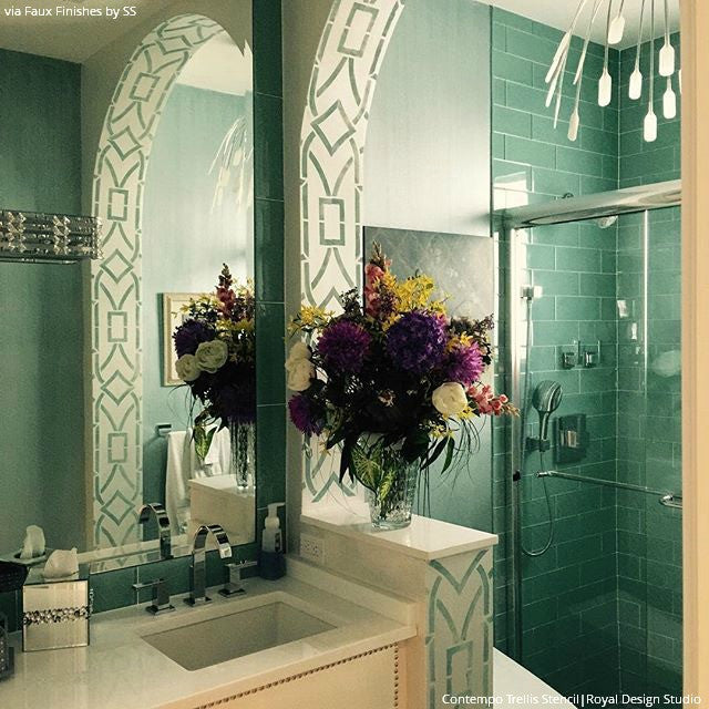 Contempo Trellis Wall Stencil - Reusable DIY Home Decor Painting Template for Walls, Furniture & Crafts | Perfect for Bedroom, Nursery, Living Room & Office Accent Walls