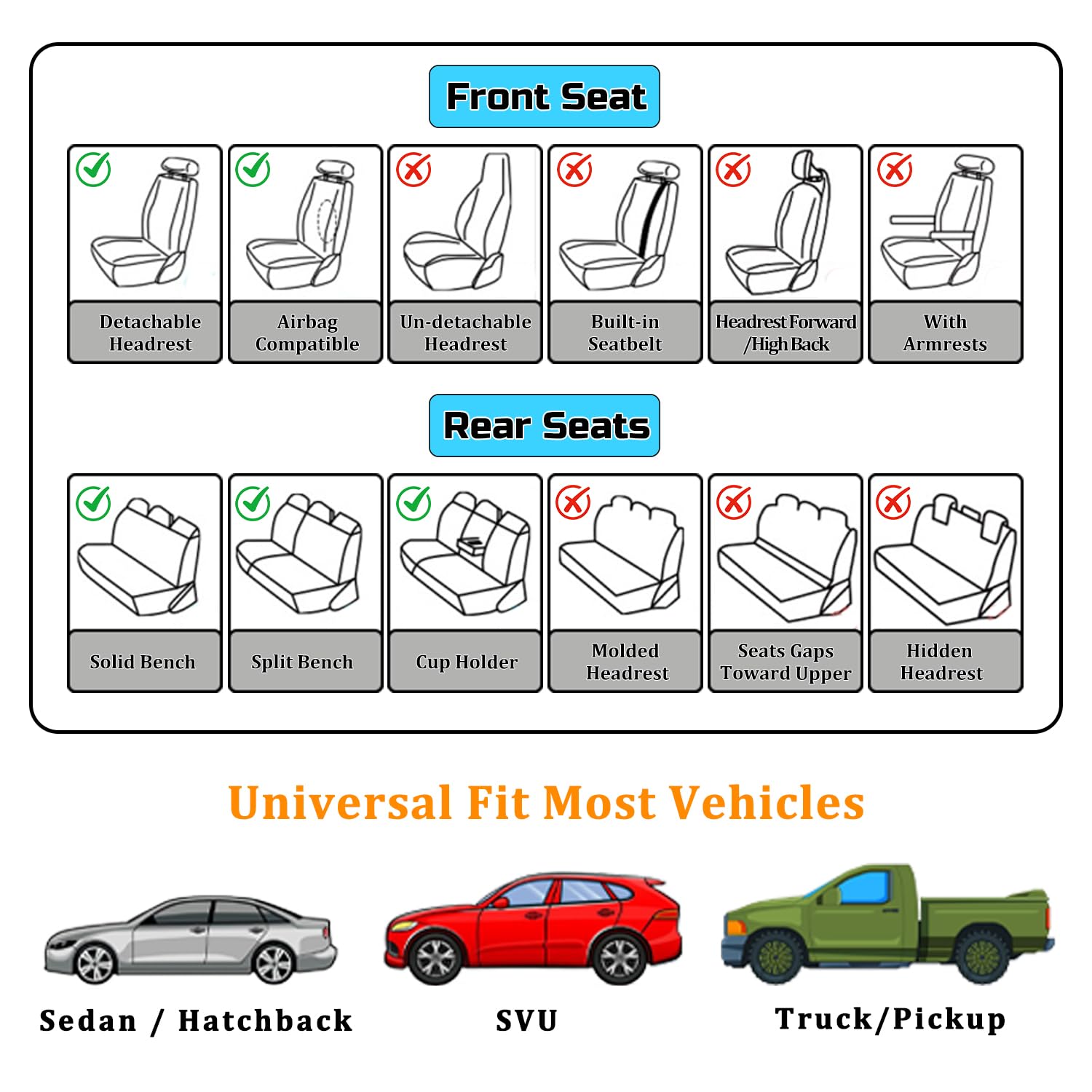 Premium Waterproof Leather Front Seat Covers (2-Piece Set) - Luxury Leatherette Car Seat Protectors for Sedan, SUV & Pickup Trucks - Beige Color - Perfect for Daily Commute, Road Trips & Pet Protection