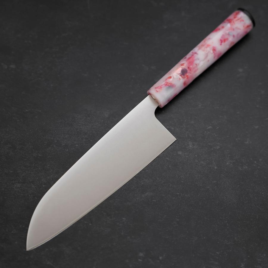 Premium Santoku Knife 165mm - AUS 8 Stainless Steel with Polished Ocean Sakura Handle - Japanese Kitchen Knife for Slicing, Dicing & Chopping Vegetables, Meat & Fish - Perfect for Home Chefs & Professional Kitchens