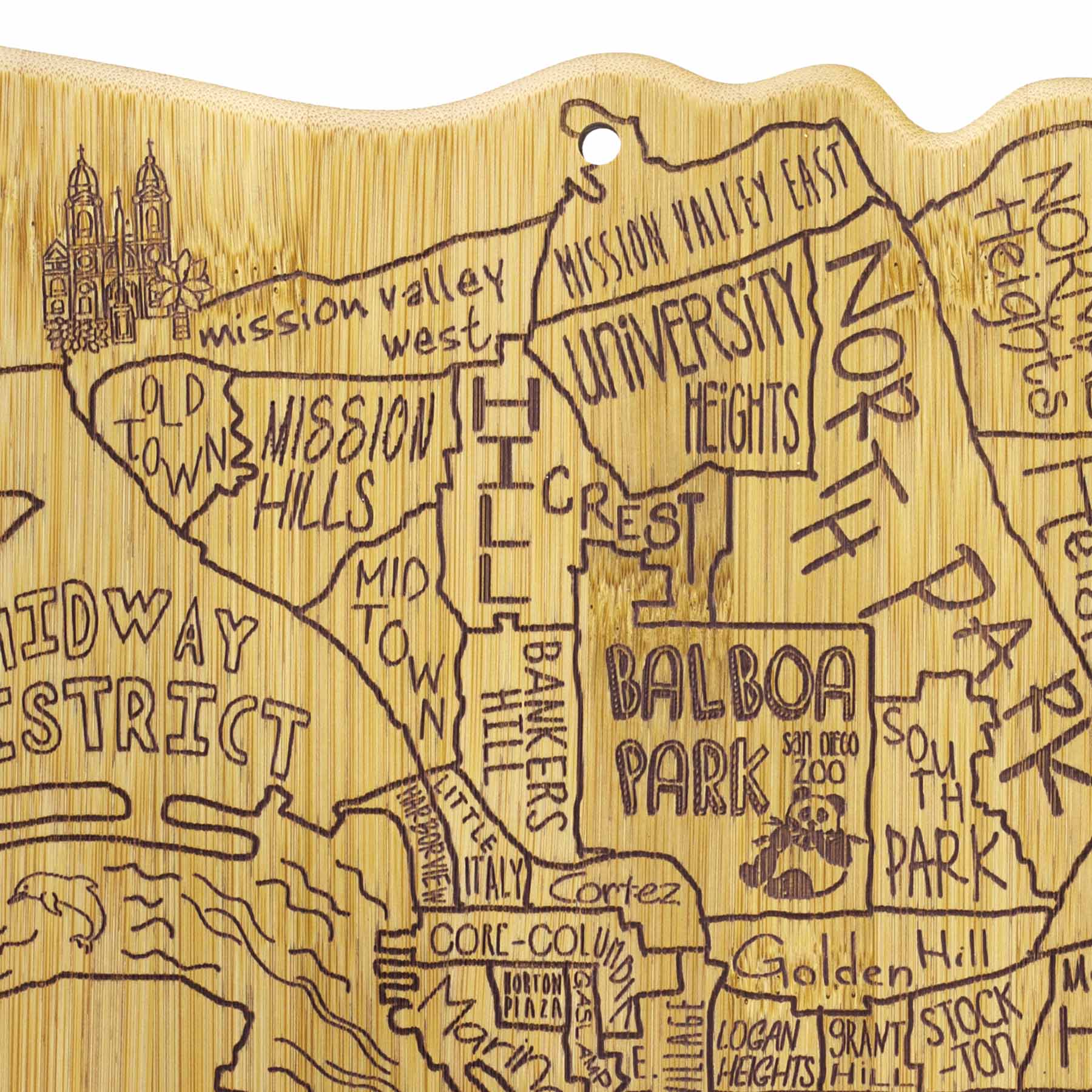 Premium San Diego Themed Wooden Cutting Board 14.5