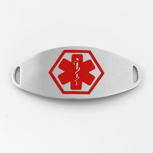 Premium Red Medical Stainless Steel ID Tag for Bracelets - Durable Oval Shape for Pet, Military & Medical Identification - Perfect for Dog Tags, Keychains & Emergency Contact Info