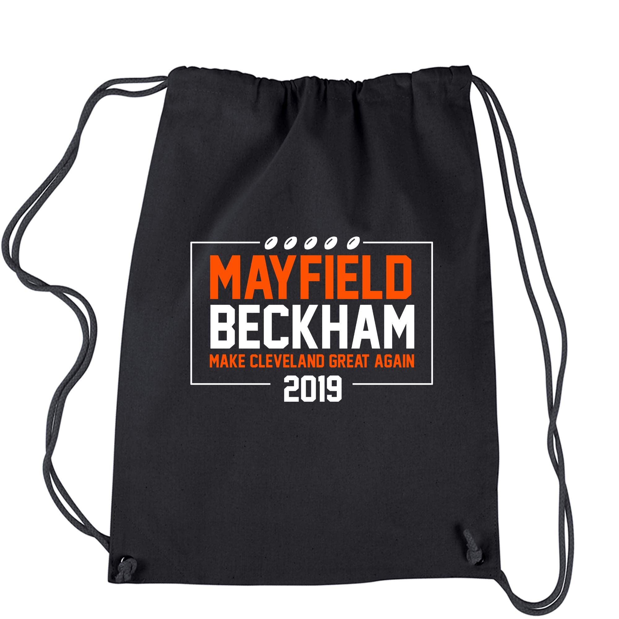 Mayfield Beckham Cleveland Black Drawstring Backpack - Lightweight & Durable School Backpack for Students, Gym, Travel & Everyday Use