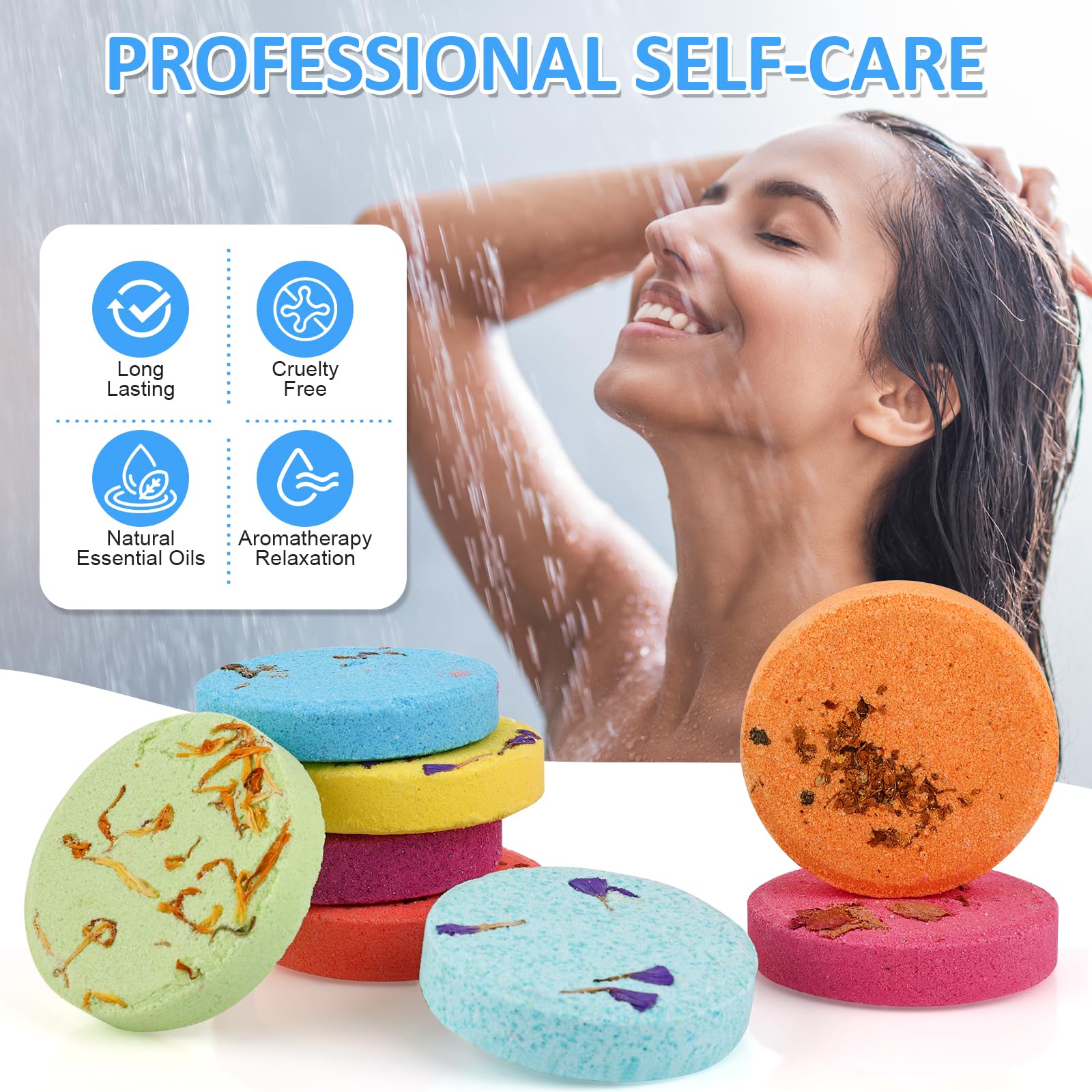 32 Pack Aromatherapy Shower Steamers with Essential Oils - Relaxing Bath Bombs for Spa, Self Care & Stress Relief - Perfect Gift Set for Women & Men - Ideal for Home Relaxation, Birthday Gifts and Holiday Presents