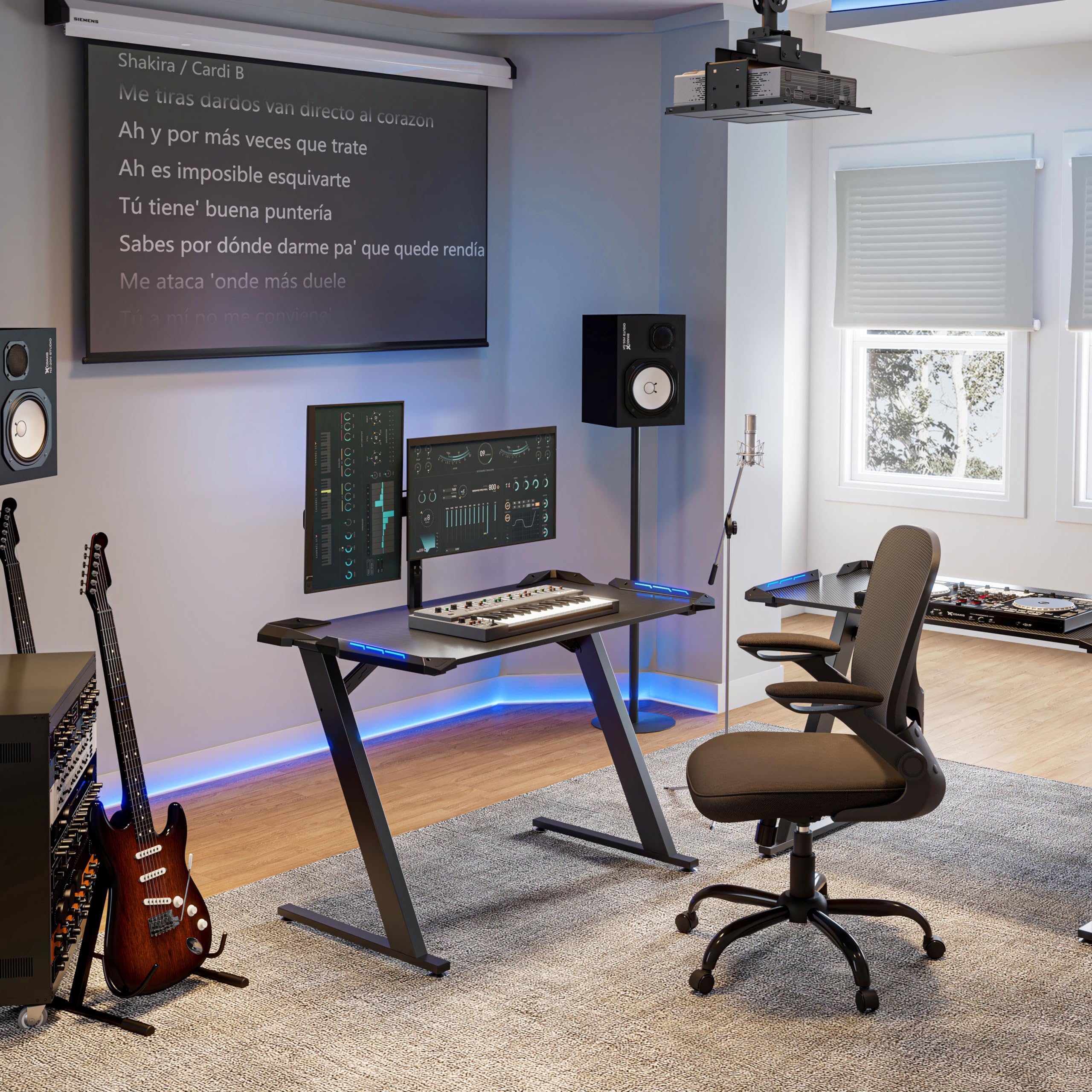 EUREKA ERGONOMIC Gaming Desk with LED Lights - 48 Inch RGB Computer Desk for Home Office, Small Gaming Table with Cable Management - Black | Perfect for PC Gaming Setup & Workstation