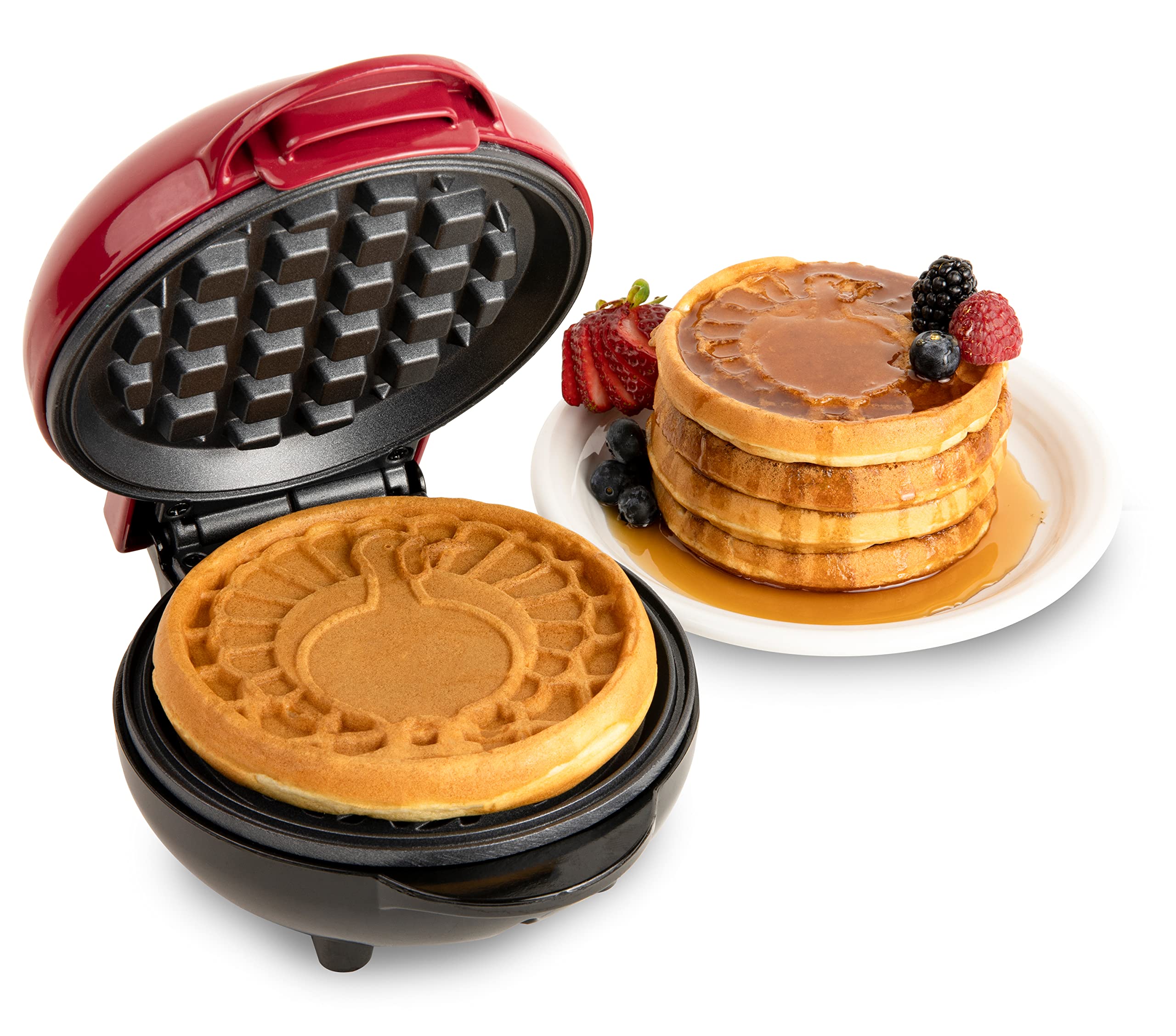 Nostalgia MyMini Personal Electric Heart-Shaped Waffle Maker - 5-Inch Non-Stick Cooking Surface for Waffles, Hash Browns, French Toast, Grilled Cheese & Quesadillas | Perfect for Breakfast, Snacks & Desserts | Compact Red Waffle Iron for Home & Dorm Use