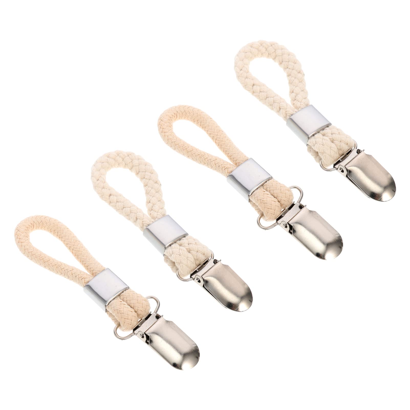 4-Pack Cotton Rope Towel Clips - Heavy Duty Laundry Hooks for Bathroom, Kitchen & Outdoor Use - Durable Hanging Clips for Towels, Blankets & Clothes (White) - Perfect for Beach, Gym, Camping & Home Organization