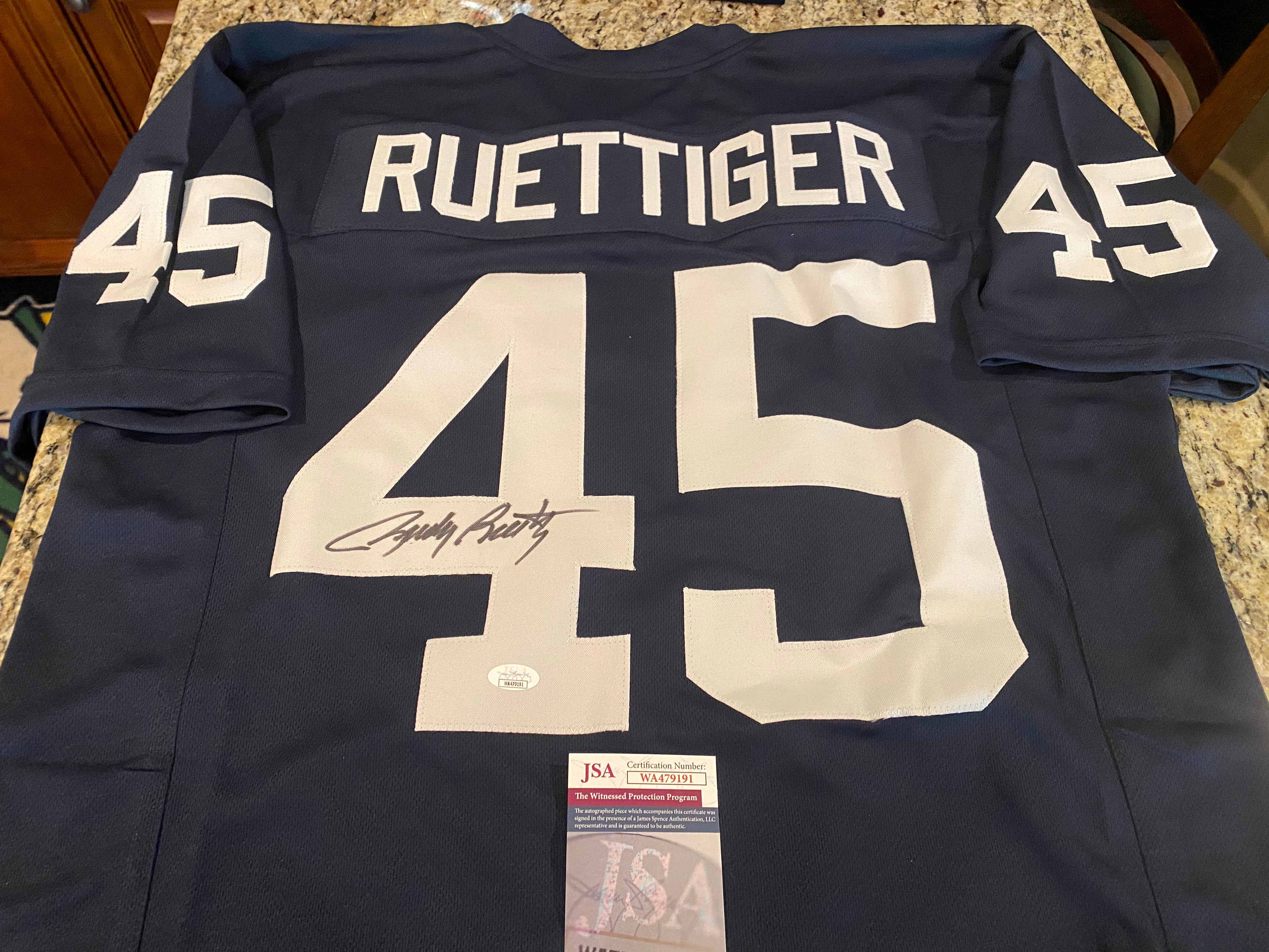 Authentic Rudy Ruettiger Signed Notre Dame Blue #45 Throwback Jersey - Collectible Memorabilia for Sports Fans & Inspirational Gift Idea