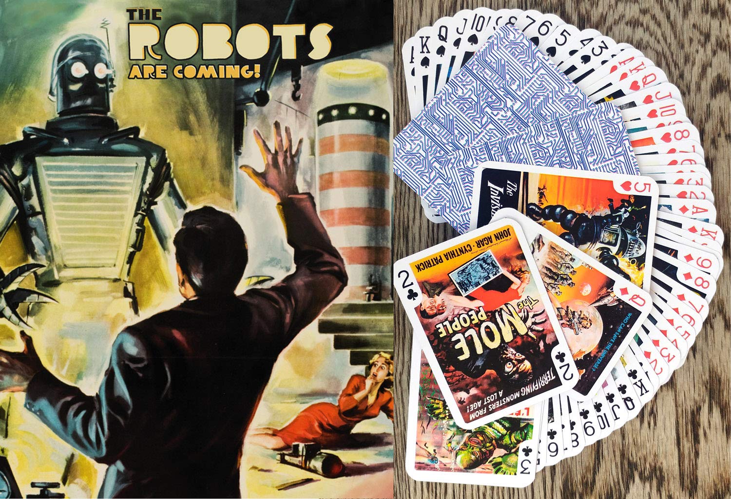 Vintage Sci-Fi Playing Cards - 54 Unique Poker Deck with Aliens, Robots & Space Movie Posters | Perfect for Game Nights, Collectors & Sci-Fi Fans
