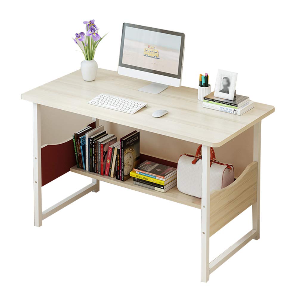 Modern Minimalist Writing Computer Desk with Bookshelf - Home Office Desk for Study, Work & Gaming - Perfect for Bedroom, Living Room & Dorm Rooms
