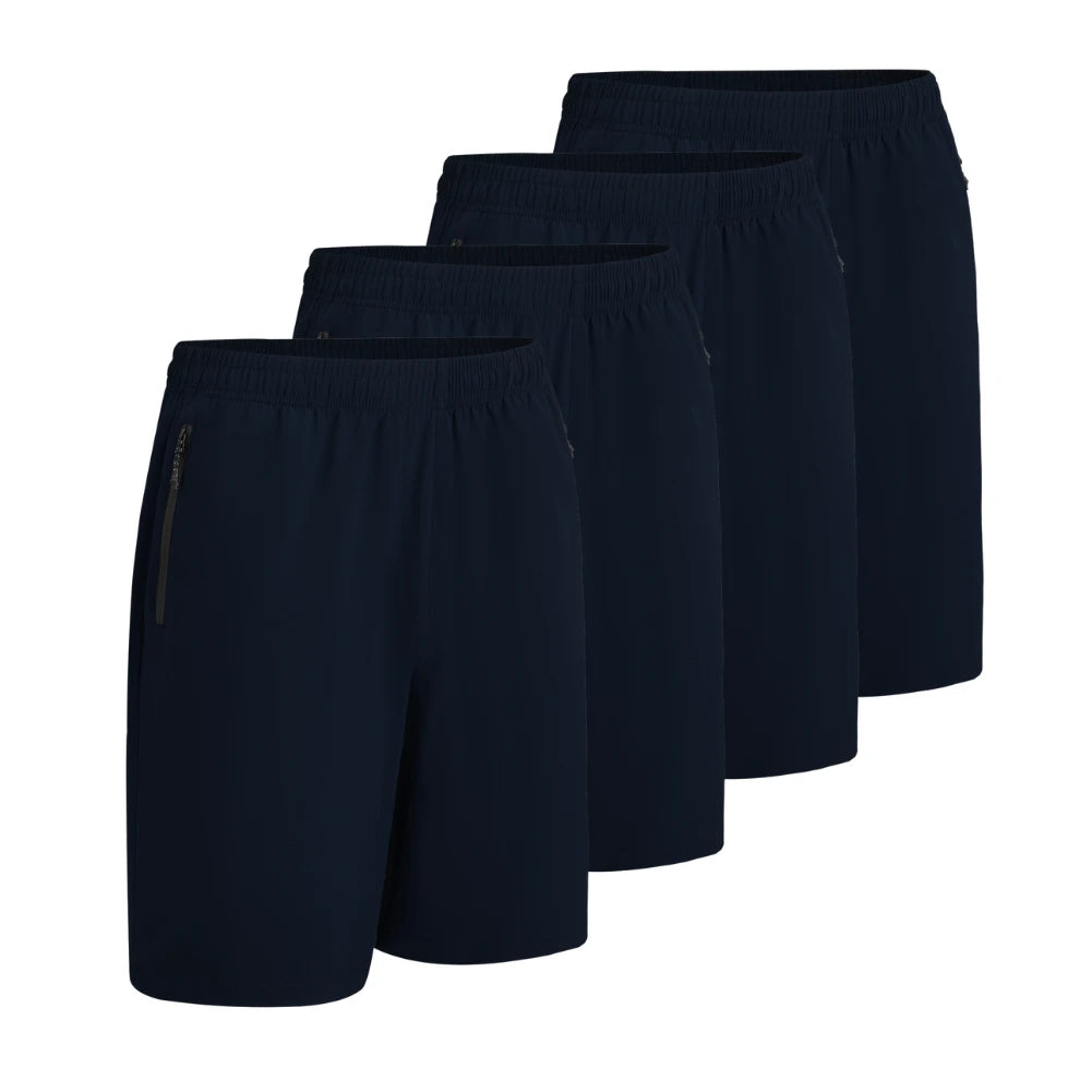 4 Pack Men's Comfortable Elastic Waist Shorts with Pockets - Breathable Quick-Dry Casual Workout & Lounge Shorts for Summer Outdoor Activities