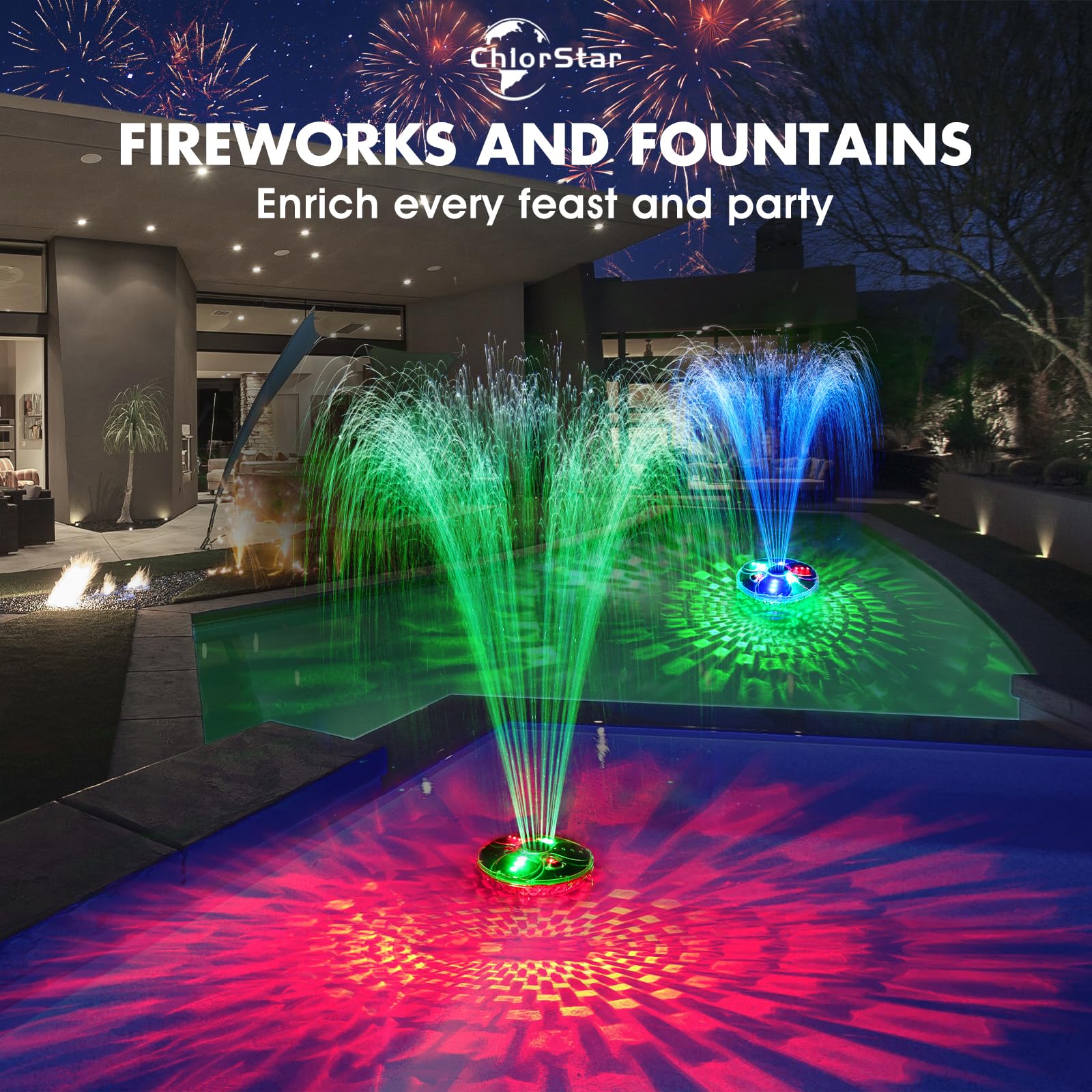 2025 Upgraded Rechargeable Floating Pool Fountain with Remote & LED Lights - Anchor Included for Above Ground & Inground Swimming Pools - Perfect for Backyard Parties, Night Swimming & Pool Decor (Purple, 1PC)