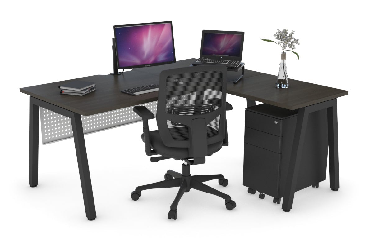 Quadro A Legs L-Shaped Corner Office Desk - 1800L x 1550W with Cable Management | Modern Home Office & Gaming Desk for Small Spaces