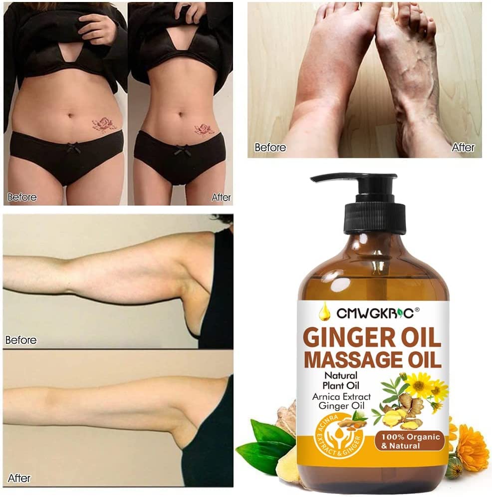 **Organic Ginger Oil for Lymphatic Drainage & Muscle Relief – Natural Warming Massage Oil with Arnica for Skin Care, Relaxation & Mother’s Day Gifts – Perfect for Aromatherapy, Post-Workout Recovery & Stress Relief**