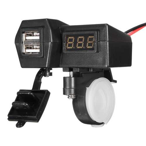 Bakeey 12V 24V Motorcycle USB Charger - Dual Port Fast Charging Power Socket Adapter for Phone, GPS, Sat Nav - Perfect for Long Rides and Road Trips