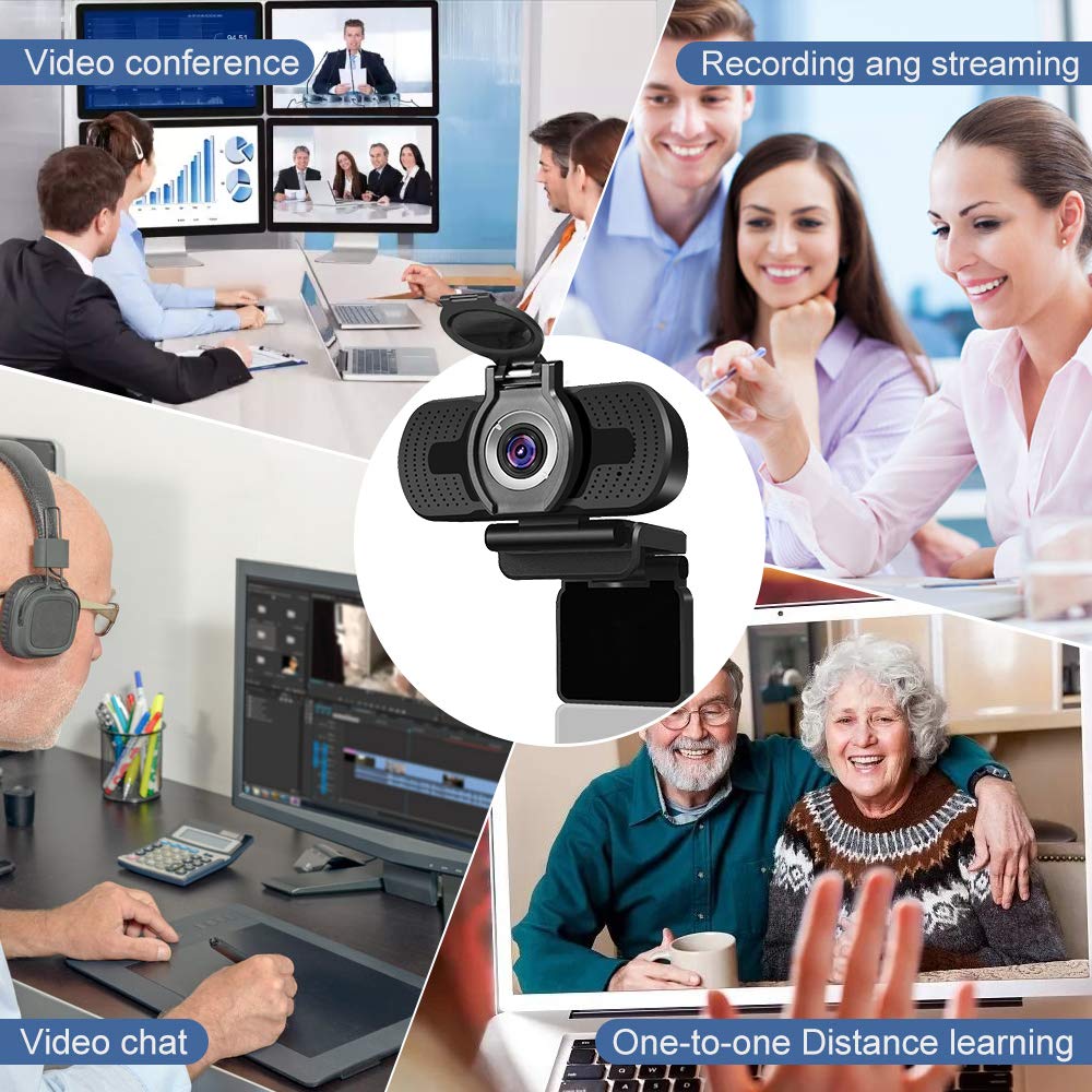 Dericam 1080P Webcam with Microphone & Privacy Cover - USB Computer Camera for Laptop/Desktop with Tripod - Plug & Play for Video Streaming, Zoom Meetings, Online Classes, Gaming & Video Conferencing - Perfect for Remote Work, Distance Learning & Live Streaming