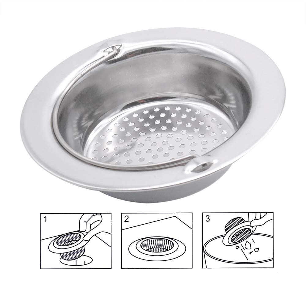 2 Pack Premium Stainless Steel Kitchen Sink Strainer with Handle - 4.33