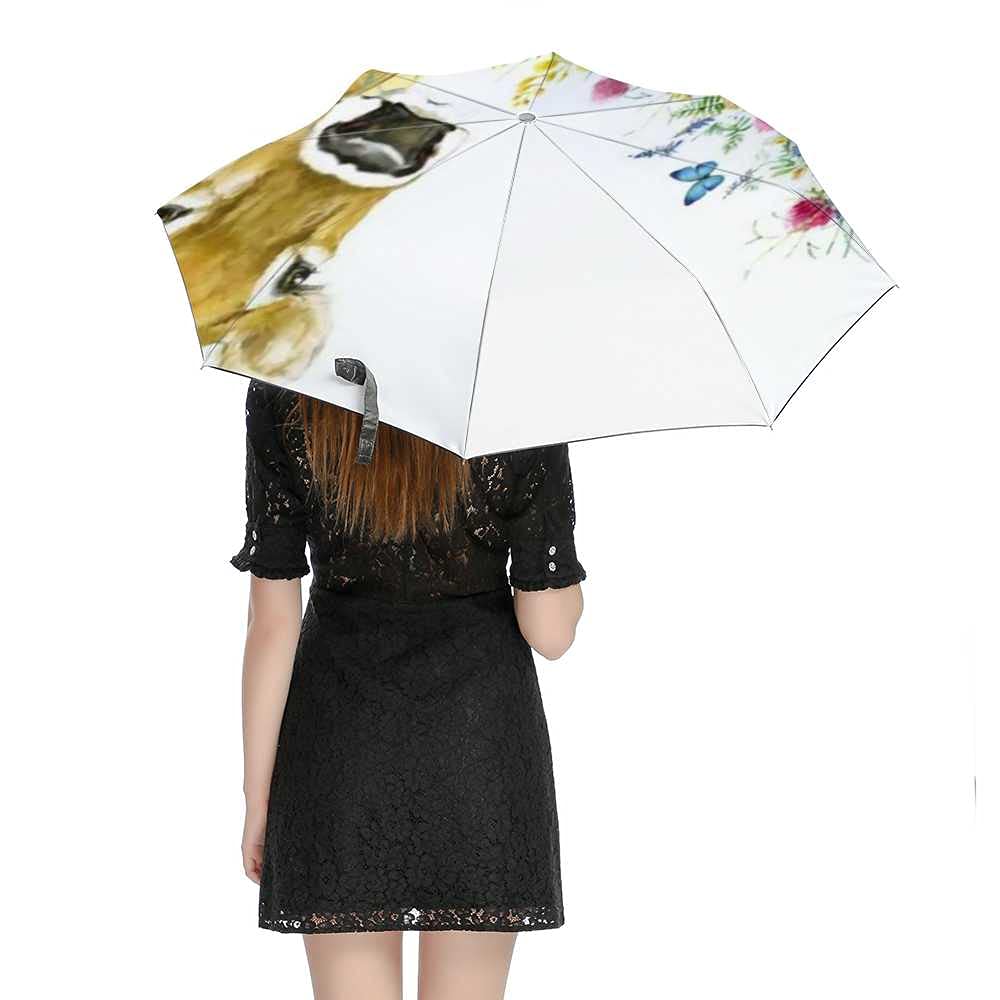 Windproof Travel Umbrella - Compact Automatic Open Close Folding Umbrella with Watercolor Cow Print for Men & Women - Perfect for Golf, Rainy Days & Outdoor Adventures