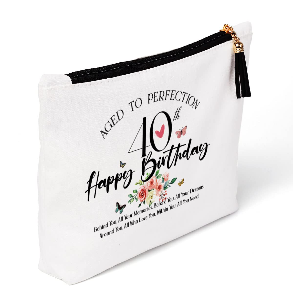 40th Birthday Gifts for Women - Elegant Makeup Cosmetic Bag for Mom, Wife, Sister, Friend, Teacher, Boss & Colleagues - Perfect Gift for Special Occasions & Travel Essentials