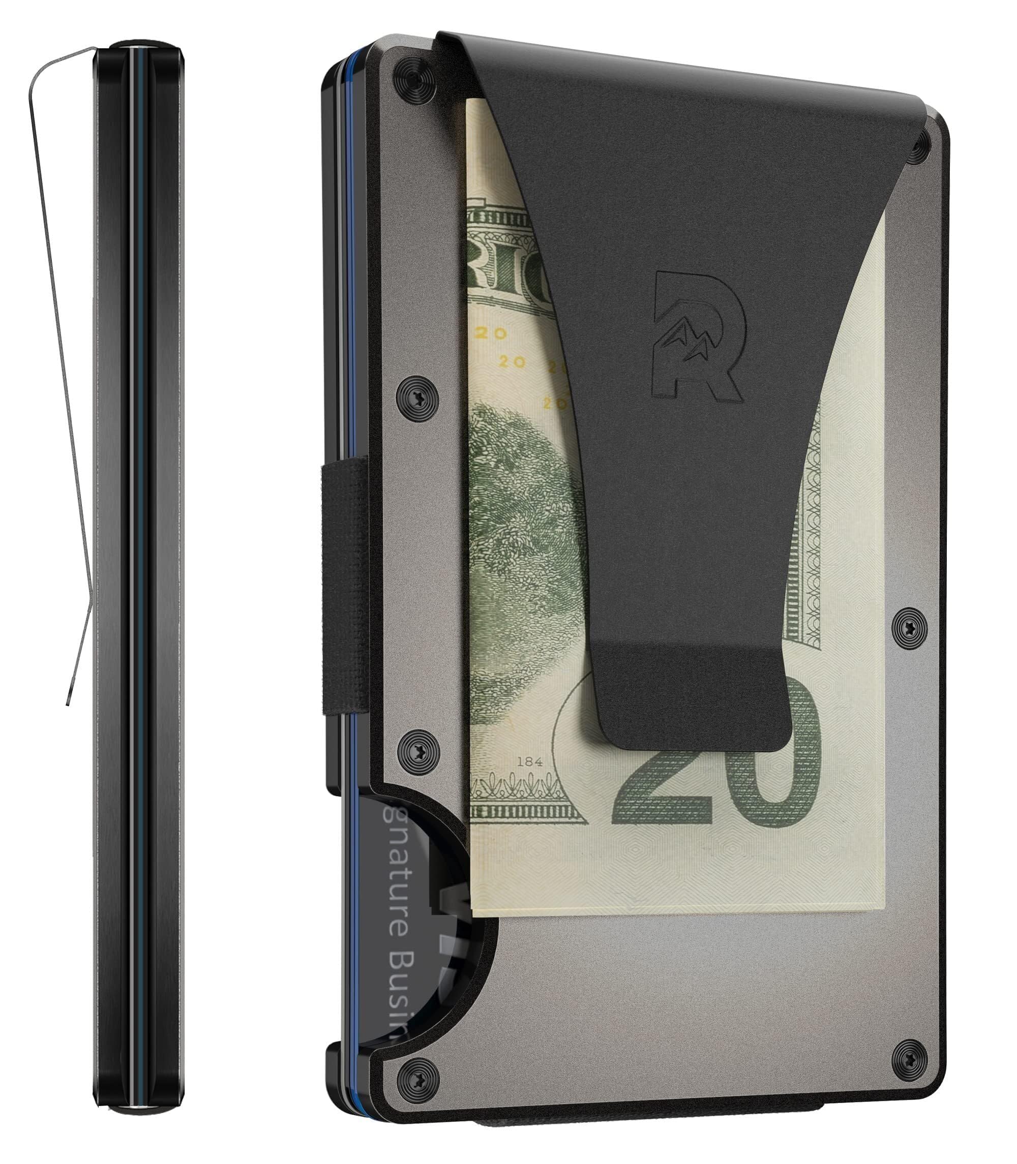 The Ridge Wallet For Men - Slim & Minimalist RFID Blocking Aluminum Wallet with Money Clip | Holds 12 Cards | Secure & Compact (Gunmetal) | Perfect for Travel, Everyday Carry & Minimalist Lifestyle