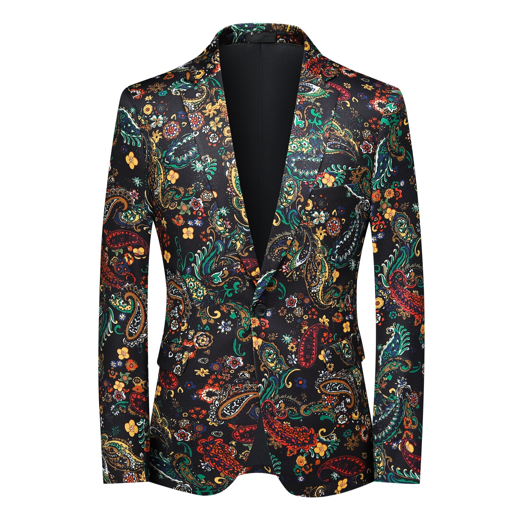 2 Piece Men's One Button Ethnic Print Suit Set - Stylish Formal & Wedding Attire for Parties, Events & Special Occasions