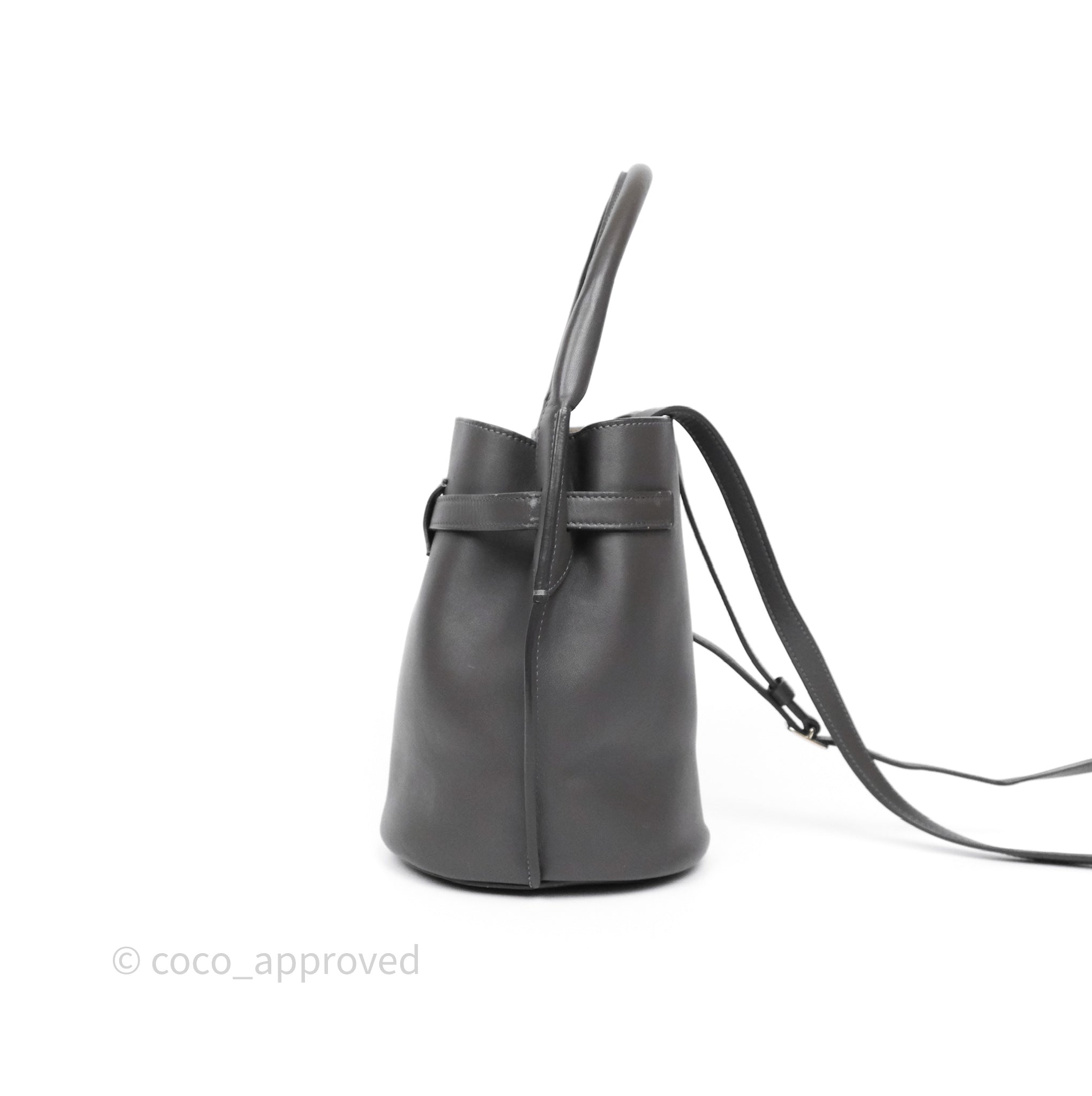 Celine Nano Bucket Bag in Grey Smooth Calfskin Leather - Women's Luxury Shoulder Handbag for Work, Travel & Everyday Use