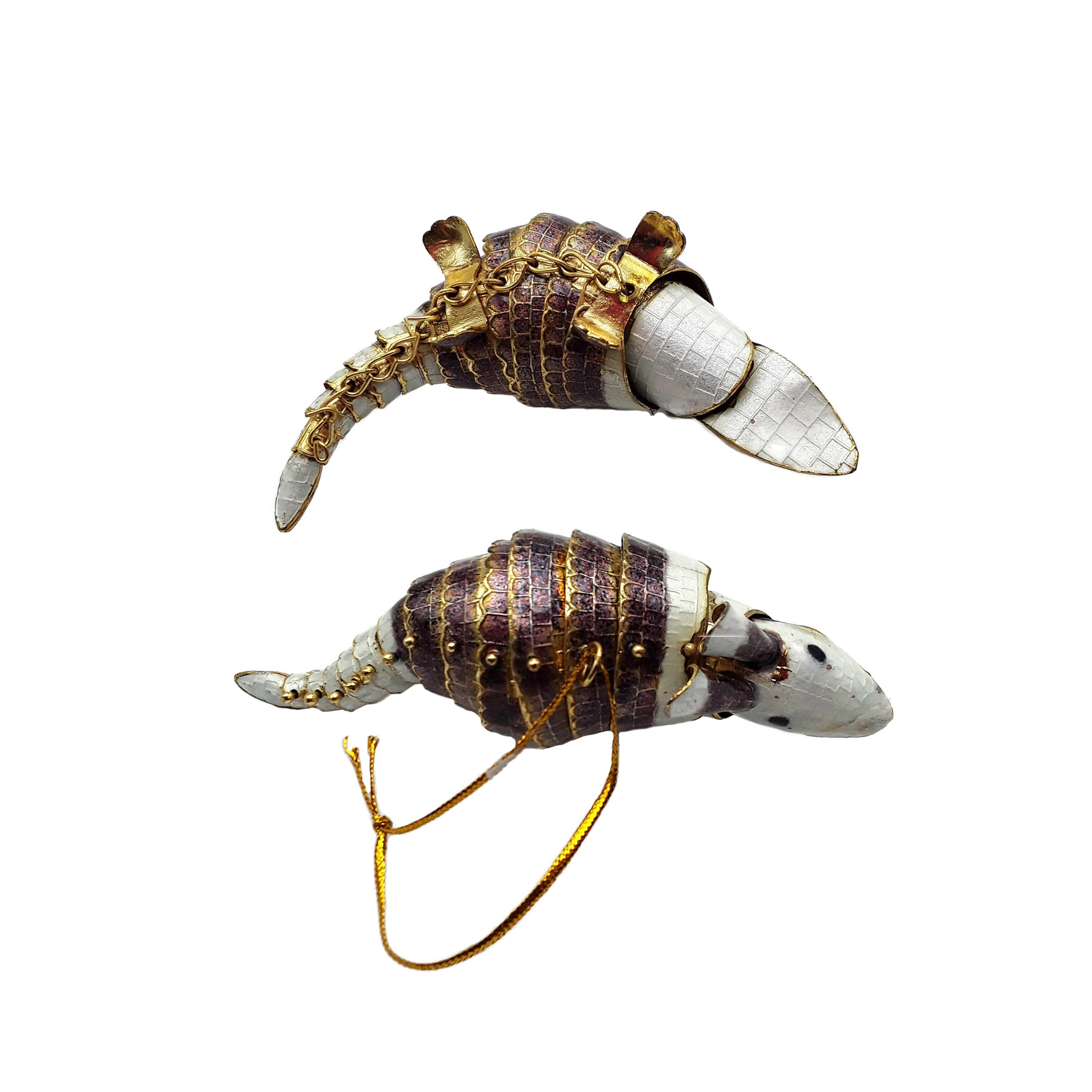 Handmade Cloisonne Christmas Tree Ornament - 4.5 Inch Wiggling Armadillo Holiday Decoration for Xmas Tree, Gift & Home Décor | Perfect for Christmas Decorations, Party Favors & Festive Gifts