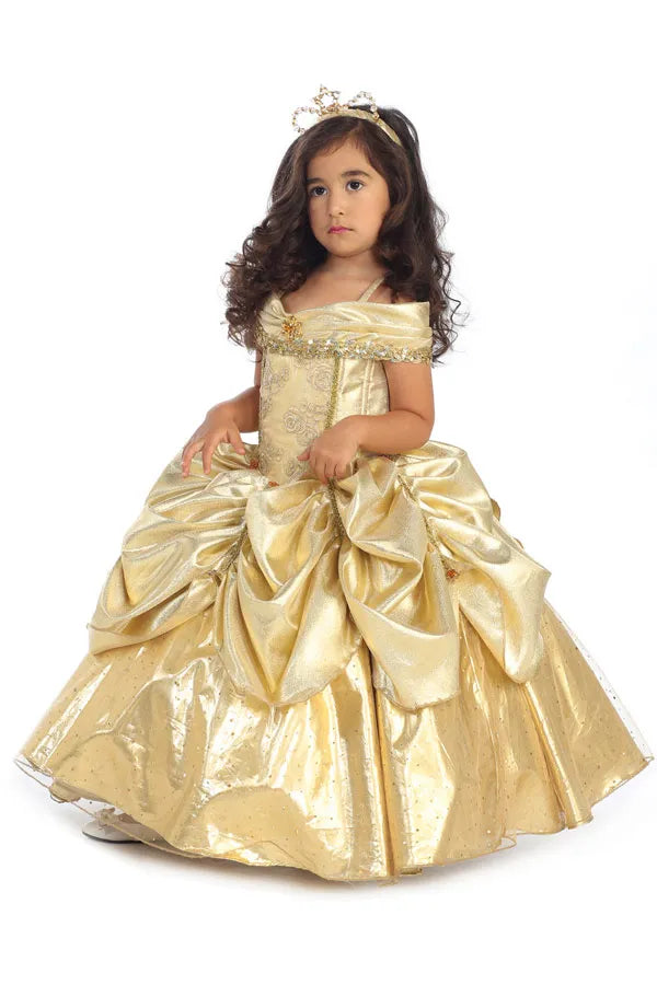 Gala Gold Princess Dress for Girls - Elegant Birthday Party Gown with Sparkle Details (Style 1220) | Perfect for Birthday Parties, Pageants, and Special Occasions