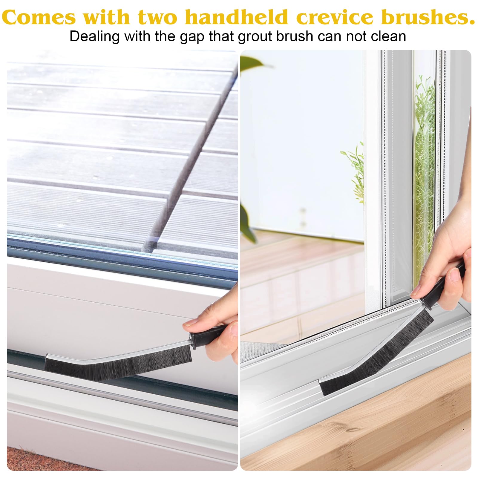 Grout Cleaner Brush Set - Heavy Duty Tile & Floor Scrub Brush for Bathroom, Kitchen, Baseboards & Corners | Gap & Crevice Cleaning Tool for Household Deep Cleaning