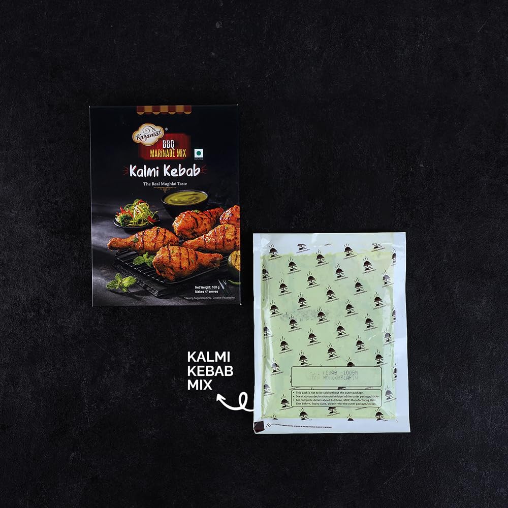 Karamat Kalmi Kebab Marinade Mix - 100g Ready to Cook Spice Paste for Chicken, BBQ & Tandoori Dishes | Indian Masala Gravy for Grilling, Roasting & Marinating | Perfect for Home Cooking & Outdoor BBQ Parties