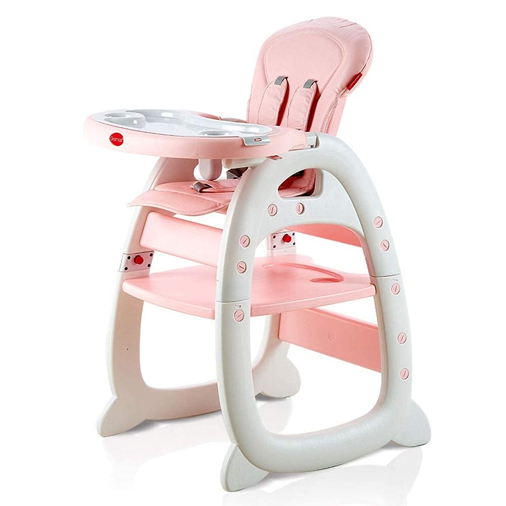 Pink 3-in-1 Multifunctional Baby High Chair for 6 Months to 6 Years Old - Convertible Toddler Dining Seat & Learning Chair for Mealtime, Playtime & Study Time