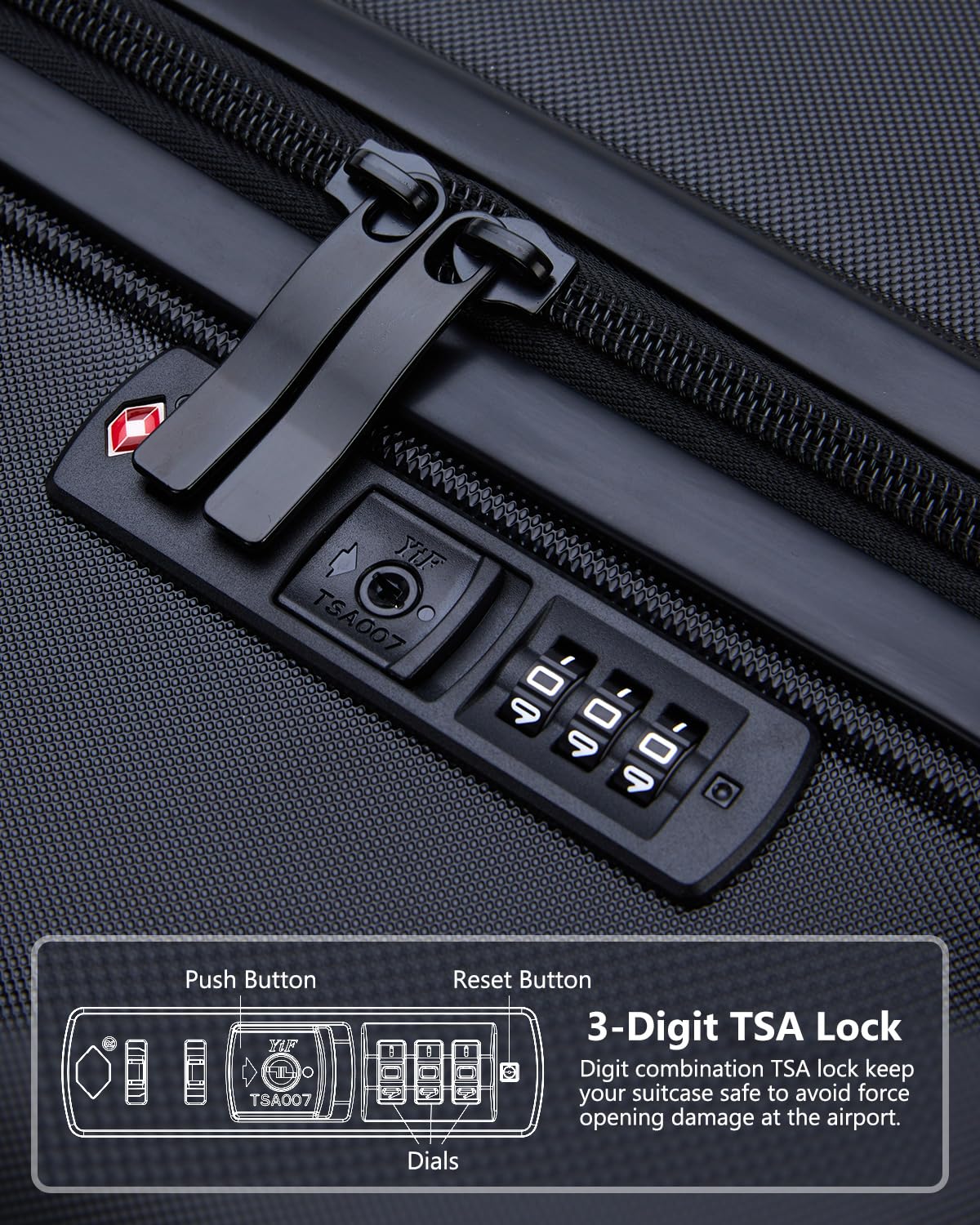 3-Piece Hard Shell Spinner Luggage Set with TSA Lock - 20