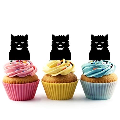 Cute Werewolf Monster Silhouette Acrylic Cupcake Toppers - 10pcs for Halloween Party, Wedding, Birthday Decorations - Perfect for Cupcakes, Cakes, and Dessert Displays