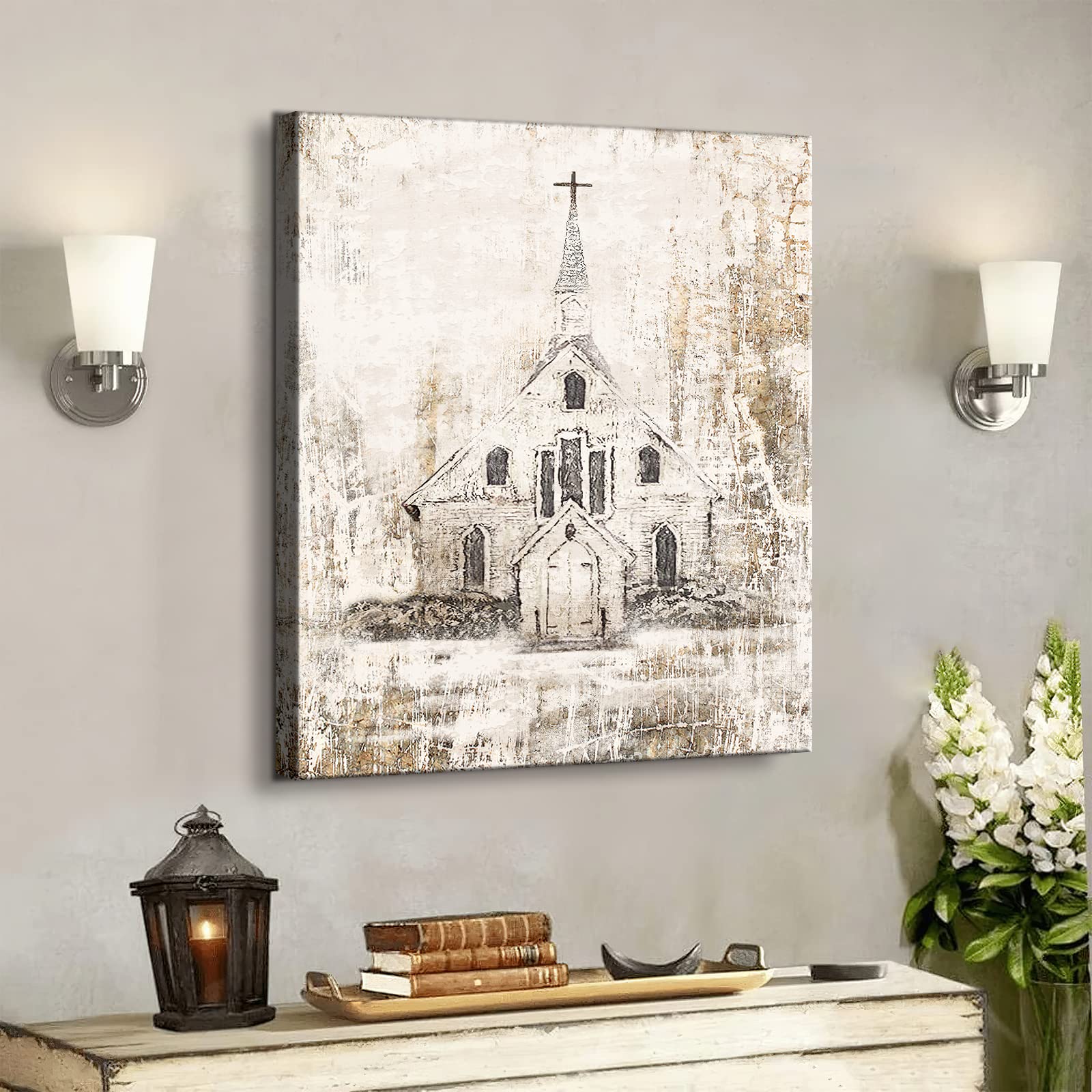 Religious Canvas Wall Art - Christian Church Painting for Home Decor, Framed 12x16 Inches - Perfect for Bedroom, Bathroom & Living Room Wall Decor